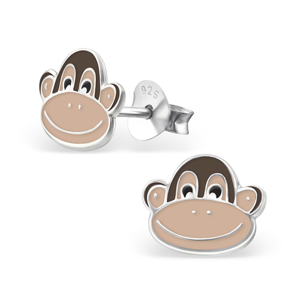 BUNGSA Ohrring-Set Ohrstecker Affe aus 925 Silber Kinder (1 Paar (2 Stück), 2-tlg), Ohrschmuck Ohrringe