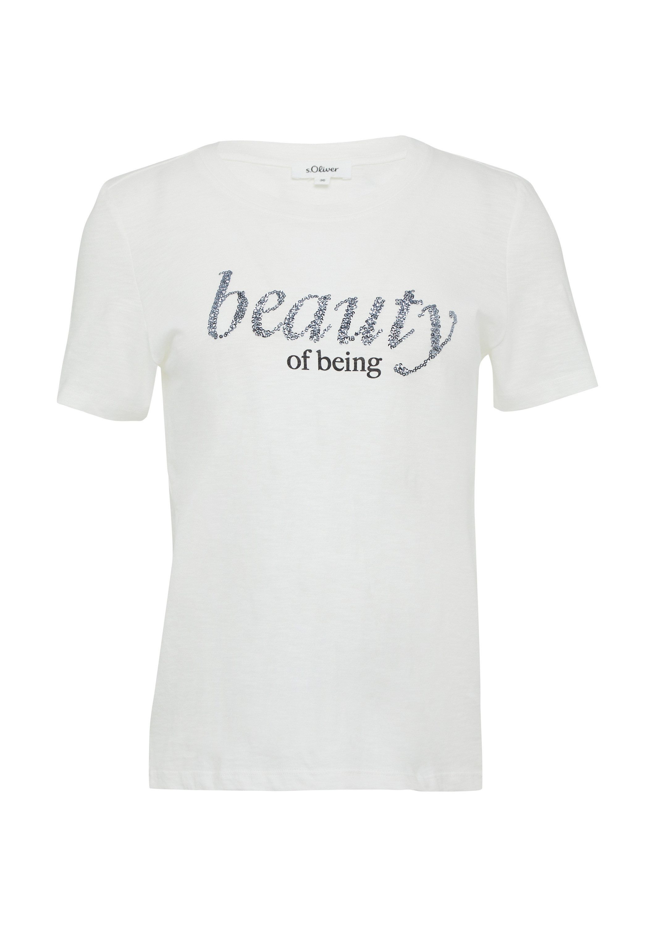 s.Oliver Kurzarmshirt T-Shirt Jersey-T-Shirt mit Schriftprint günstig online kaufen