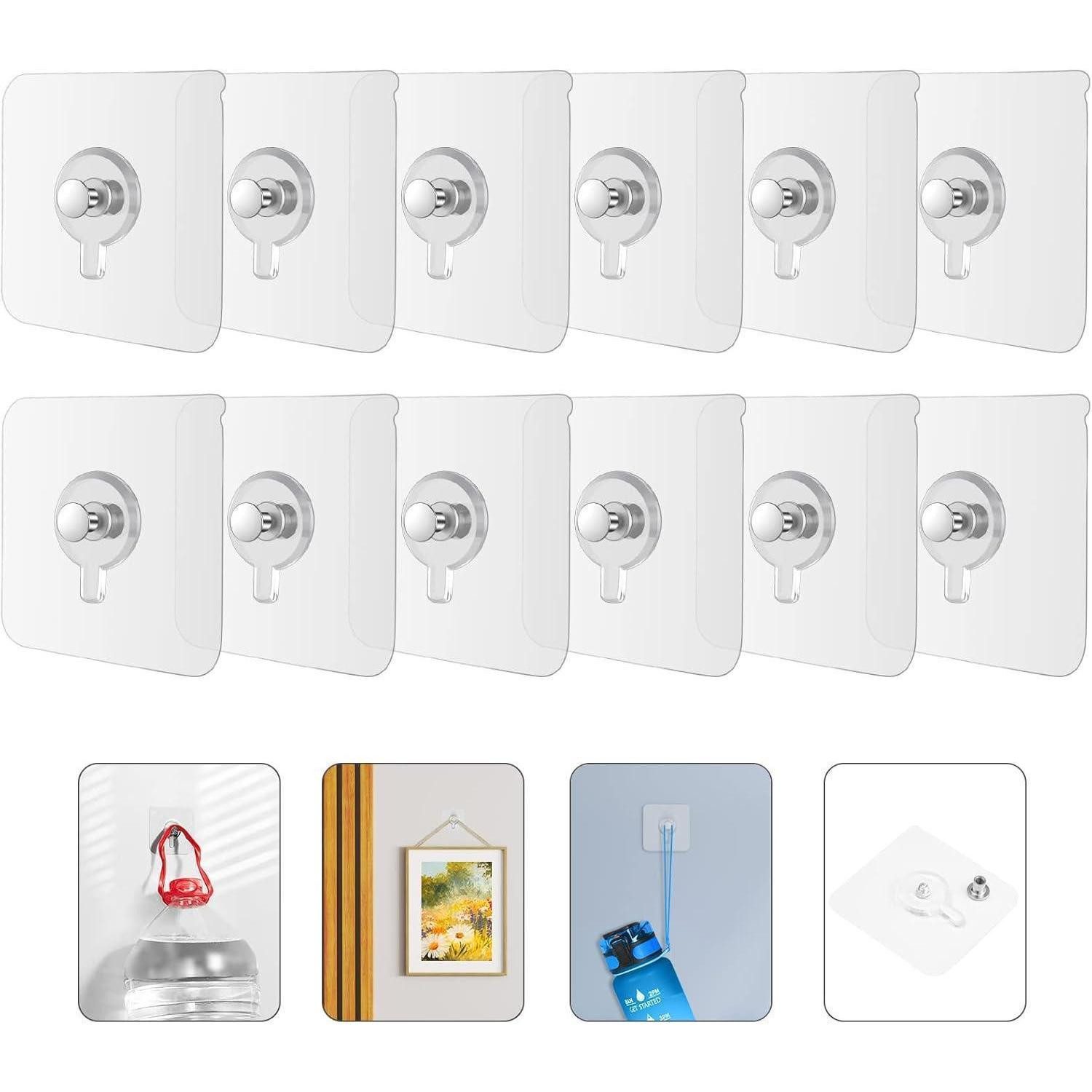 LuxusKollektion Полотенцесушители Bilderhaken Selbstklebend Transparent Ohne Bohren Fotos 12 Stück