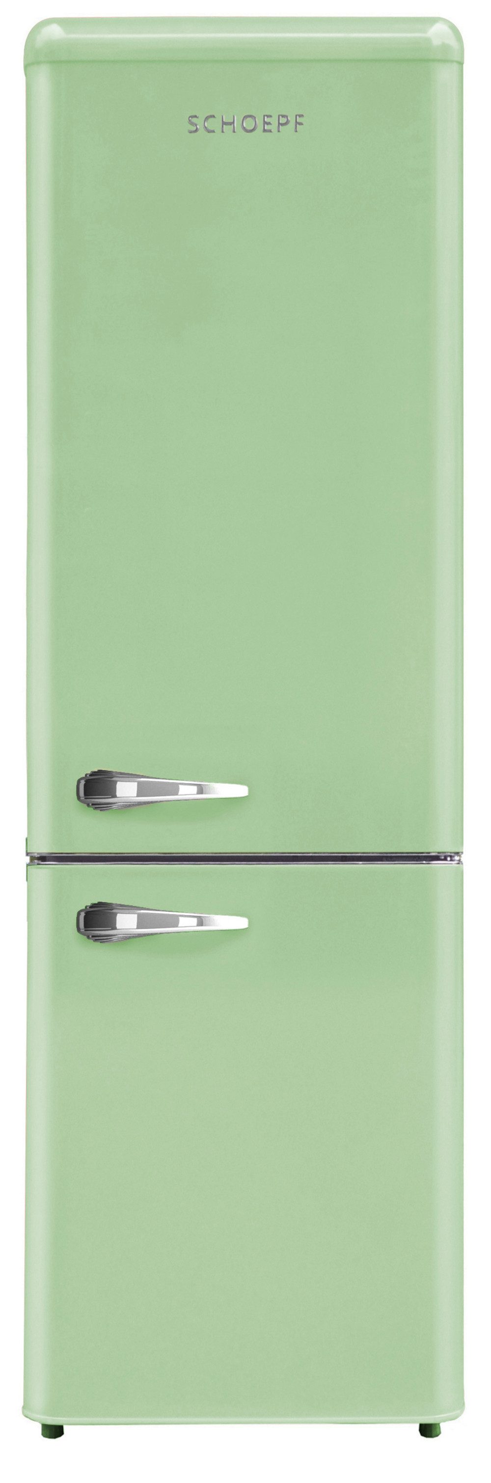 SCHOEPF Kühl-/Gefrierkombination RKG265DSG, 177,50 cm hoch, 54,60 cm breit, Retro-Design, 249 Liter Nutzinhalt Gesamt, Externe Chrom Griffe