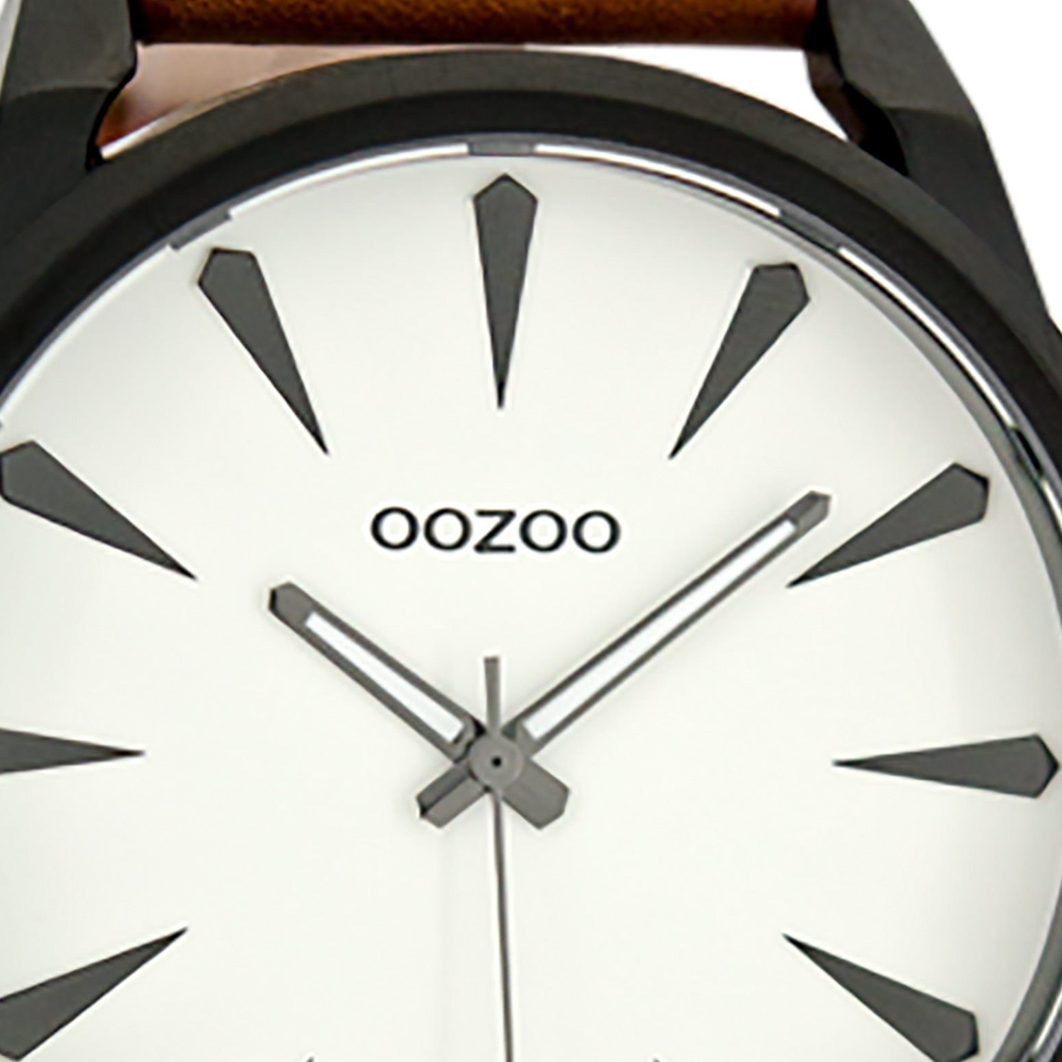 Fashion-Style Lederarmband, 48mm) Herren Oozoo rund, extra OOZOO (ca. braun, Armbanduhr Herrenuhr groß Quarzuhr