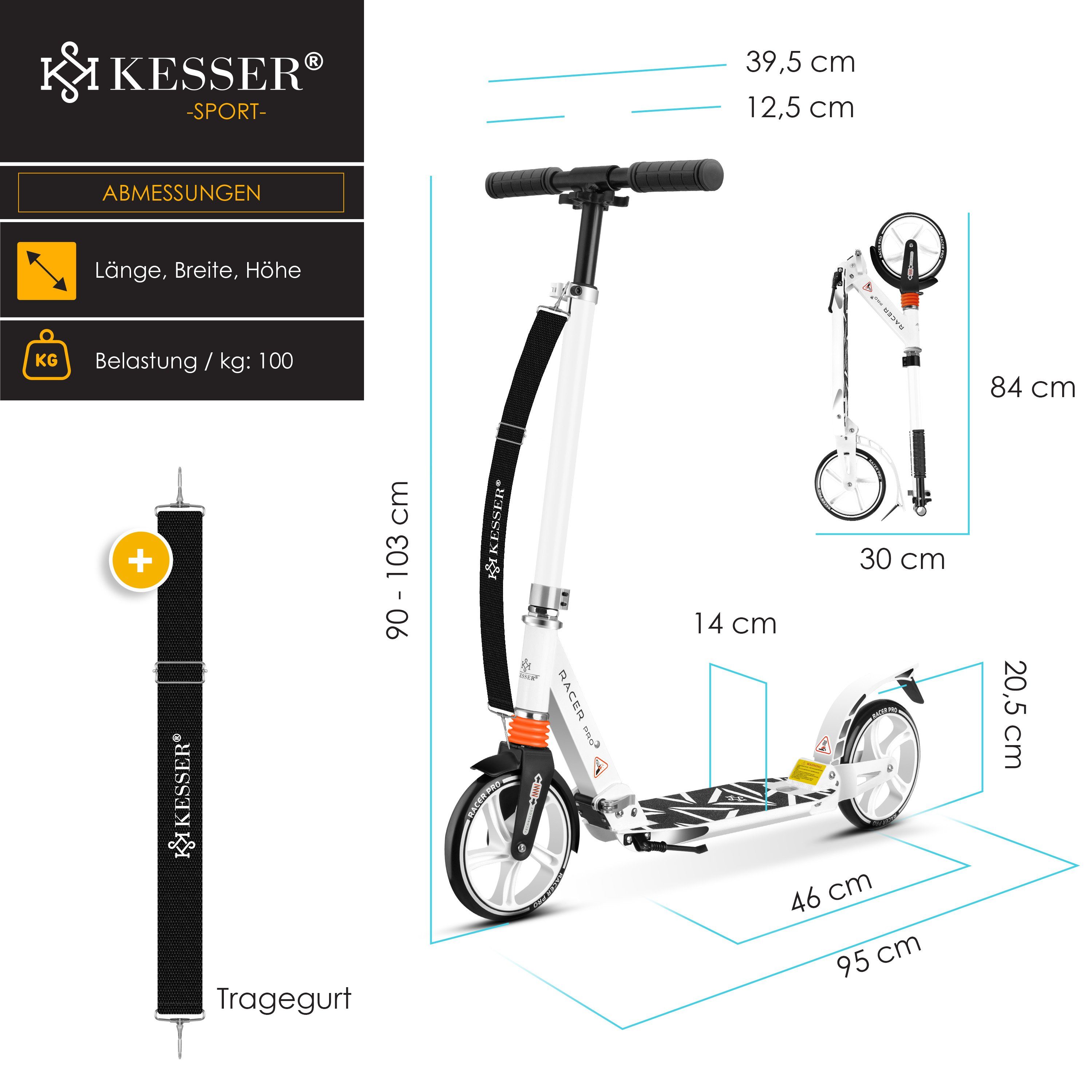 KESSER Scooter, Cityroller Scooter 205mm Räder PU Big Wheel Pro-S Tretroller
