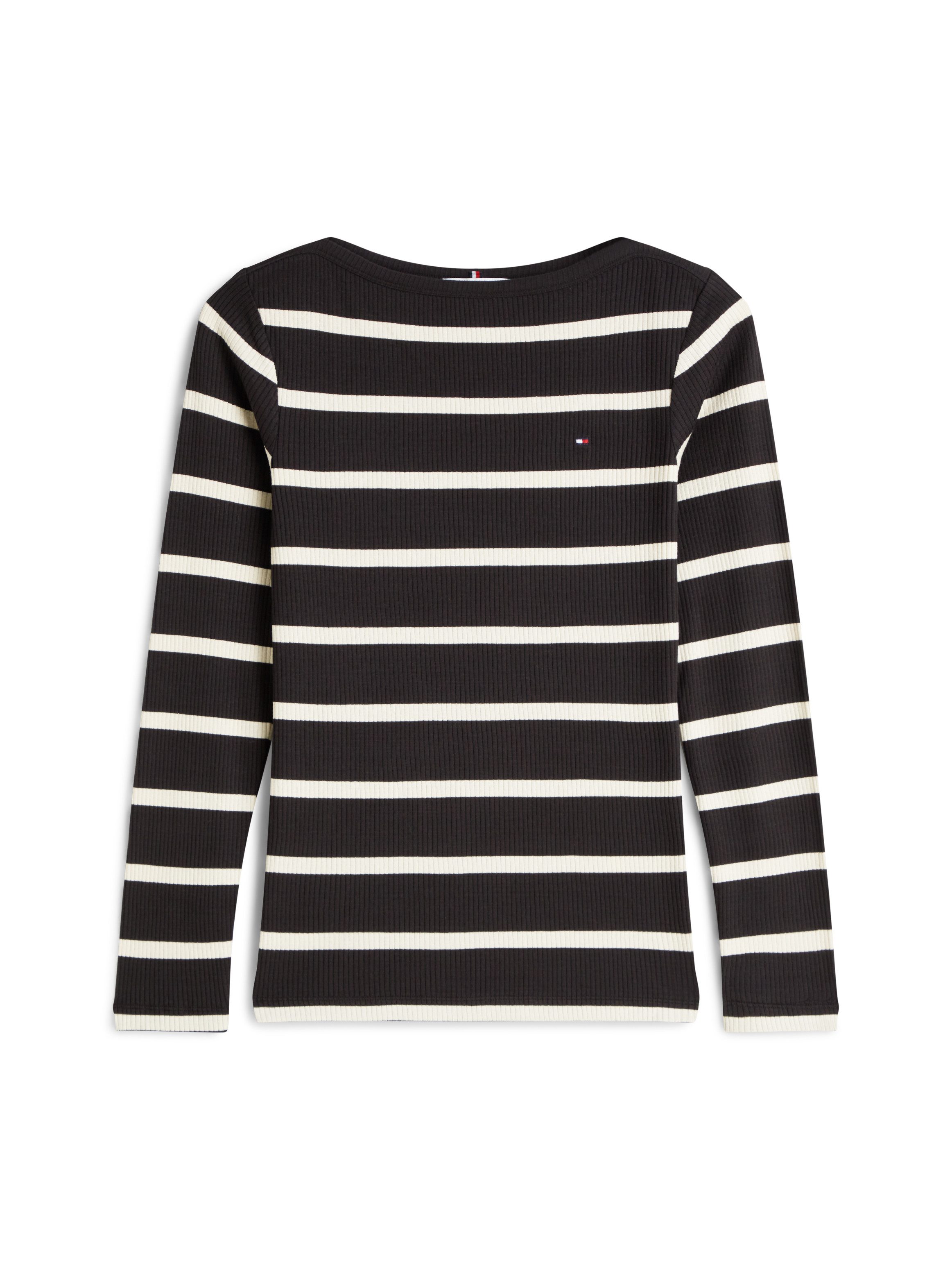 Langarmshirt SLIM 5X2 RIB BOAT-NK LS mit U-Boot Ausschnitt und Rippstruktur