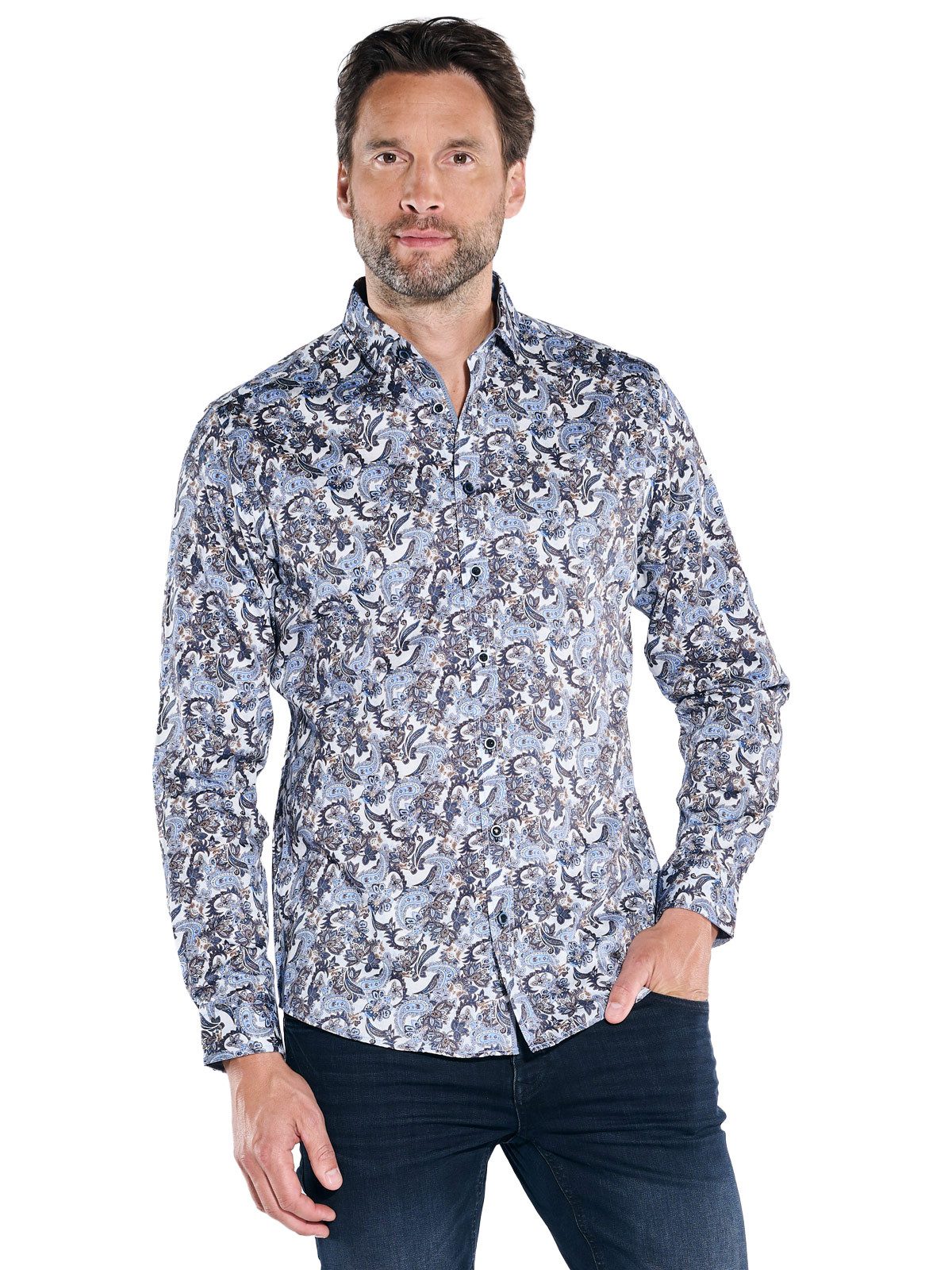 Engbers Langarmhemd Herren Langarm-Hemd "My Favorite", Brilliantblau günstig online kaufen