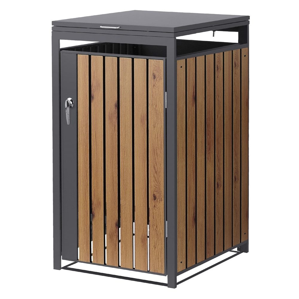 ML-DESIGN Mülltonnenbox Müllbox aus Stahl wetterfeste Mülltonnen Verkleidung Mülltonnengarage, Mülltonnencontainer mit Klappdeckel/Tür für 1 Tonne 120 oder 240 Liter
