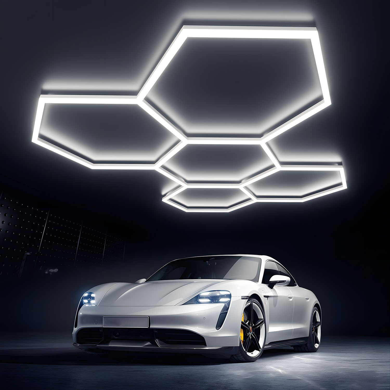 OULENBIYAR LED Dekolicht LED Wandleuchte Hexagon LED 14 Raster Leuchten Set Deckenmontage, LED fest integriert, Tageslichtweiß, für Garage Werkstatt Gaming Fitnessstudio Friseur Bürobeleuchtung