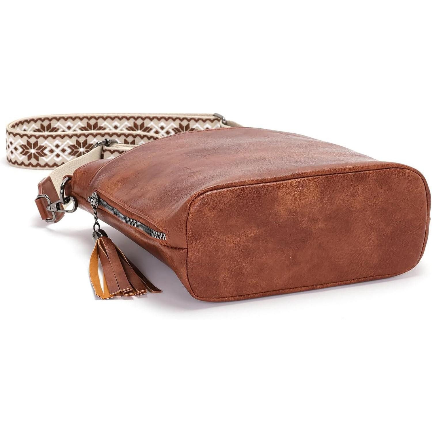 LuxusKollektion Umhängetasche Umhängetasche Damen Mittelgroß Crossbody Leder PU A-braun
