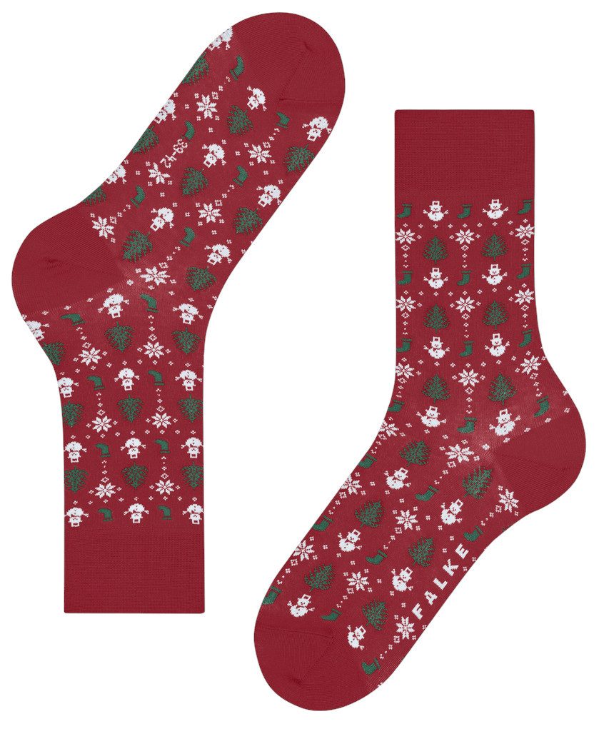 FALKE Socken Tagessocke Merry Party (Baumwolle, Weihnachten) rot Herren - 1 Paar