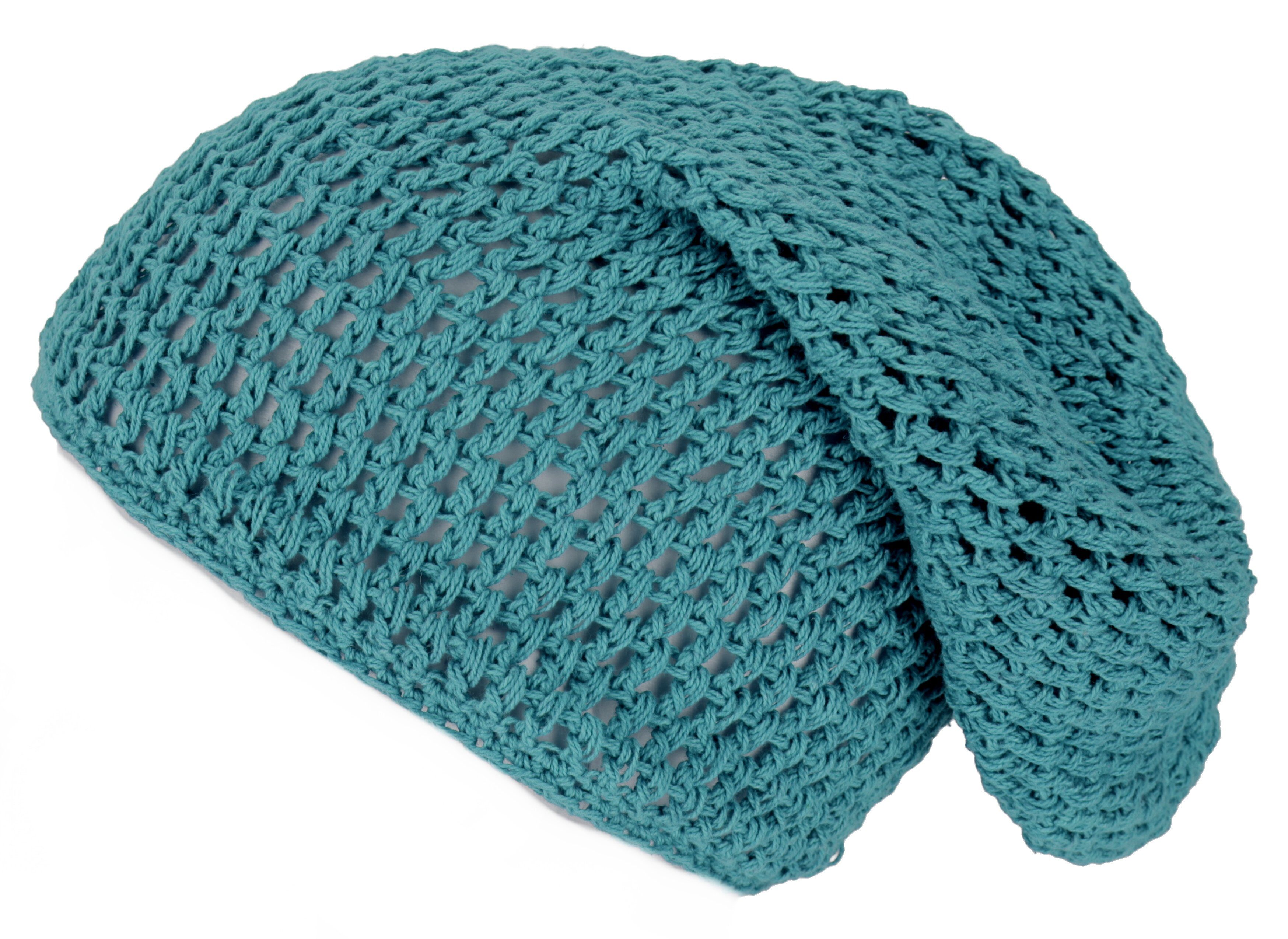 Guru-Shop Strickmütze Beanie, Baumwoll-Häkelmütze - petrol | Strickmützen