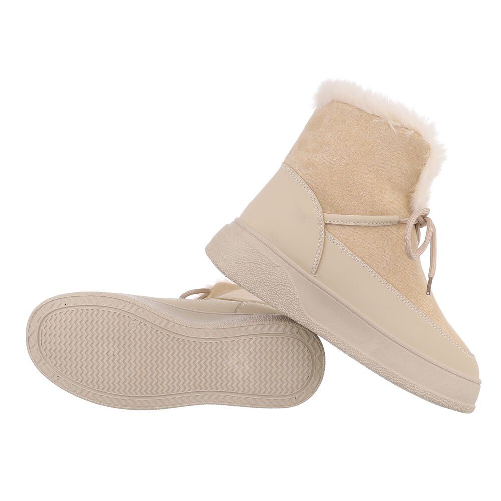 Ital-Design Damen Snowboots Freizeit Snowboots (84456416) Keilabsatz/Wedge Keilstiefeletten in Beige