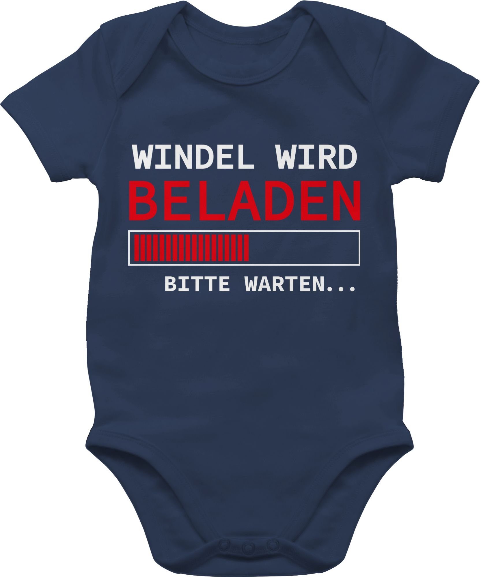 Shirtracer Shirtbody Windel Navy wird 1 Sprüche Baby beladen Blau