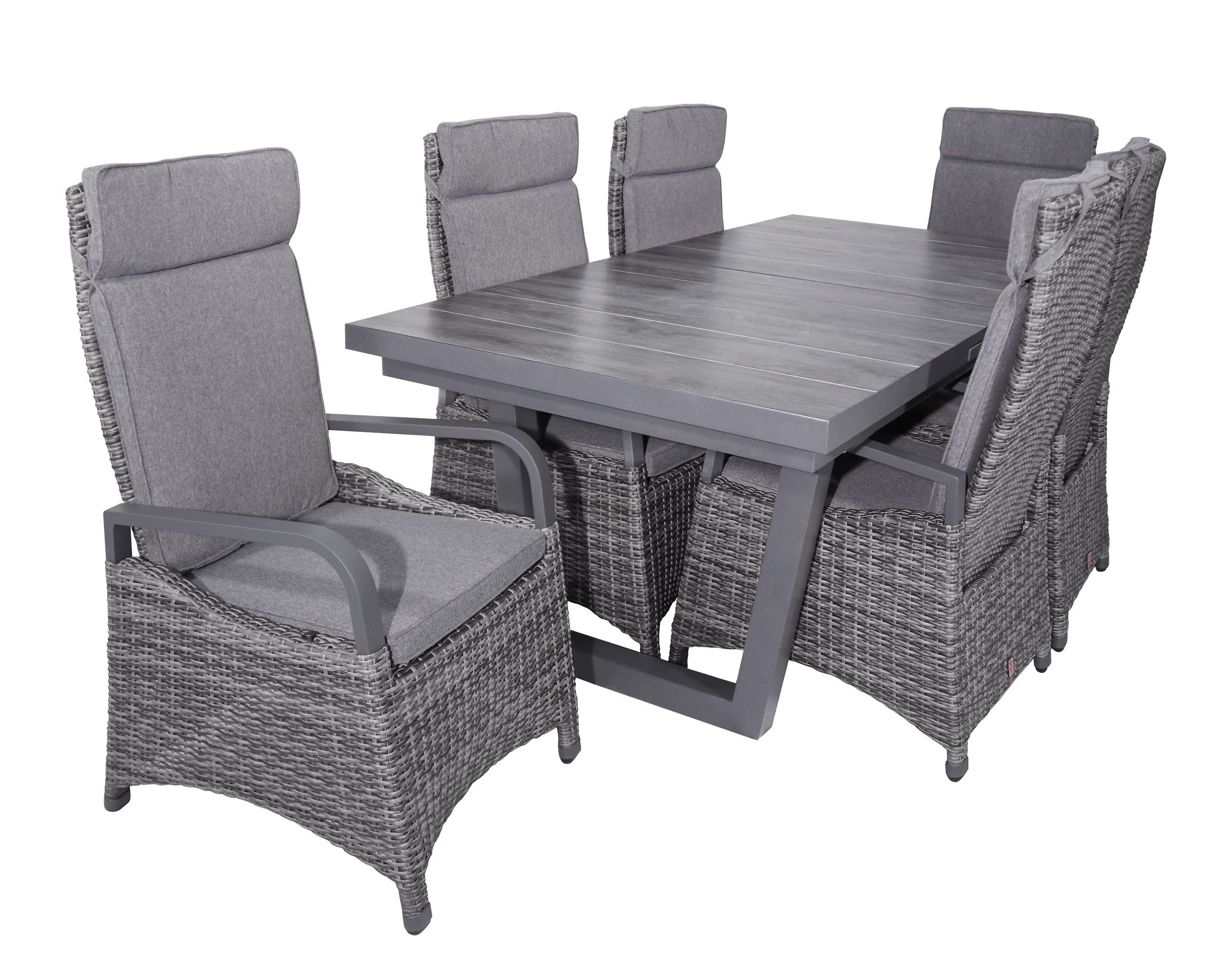 LC Garden Garten-Essgruppe Komido Dining Set VI Sitzgruppe Gartenset grau-mix