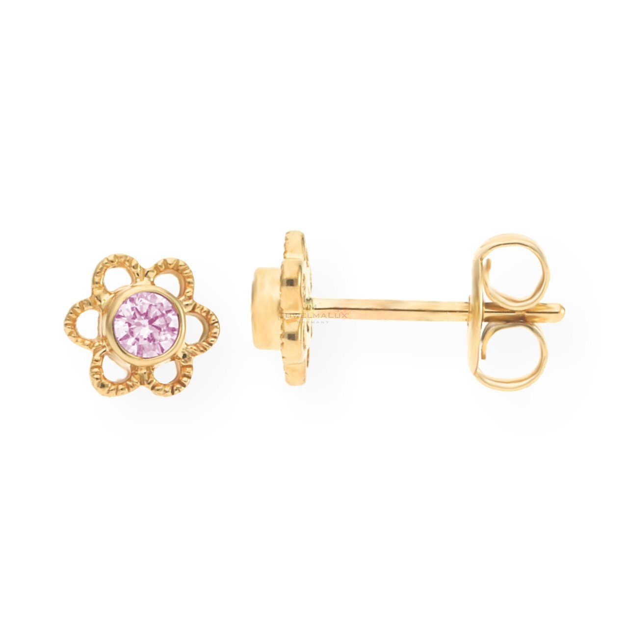 JuwelmaLux Paar Ohrstecker JuwelmaLux Kinder Ohrstecker 585/000 (14 Karat) Gold Blume mit Zirkoni (kein Set, 2-tlg., inkl. edelm Schmucketui)