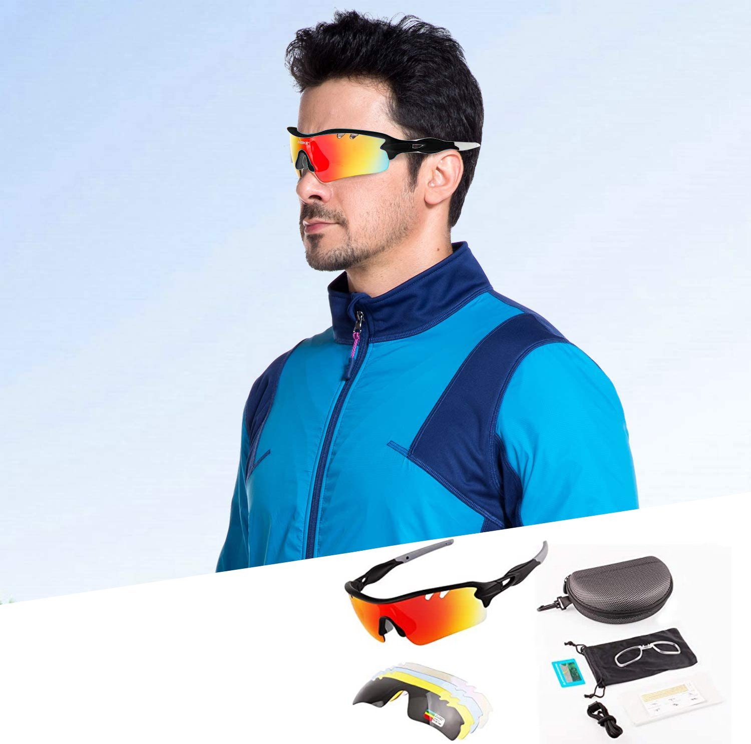 Herren KIKAKO Sportbrille Fahrradbrille Sonnenbrille Fahrradbrille Polarisierte