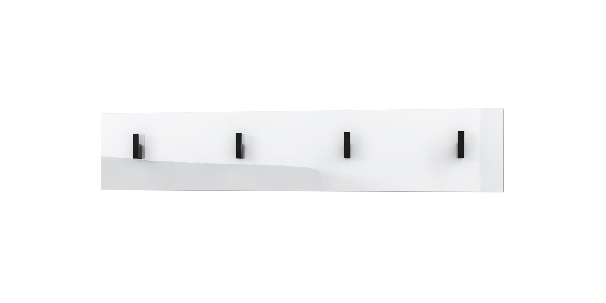 Vladon Шафиpaneel Linea (Wandgarderobe, mit 4 Kleiderhaken), Weiß Hochglanz (72 x 14,5 x 3,5 cm)