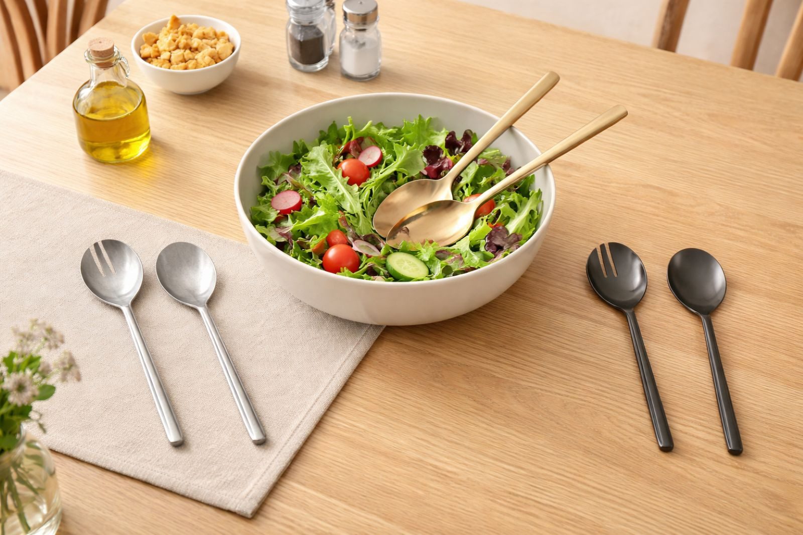 houseproud Salatbesteck Grip Dark Salatbesteck, black nickel finish