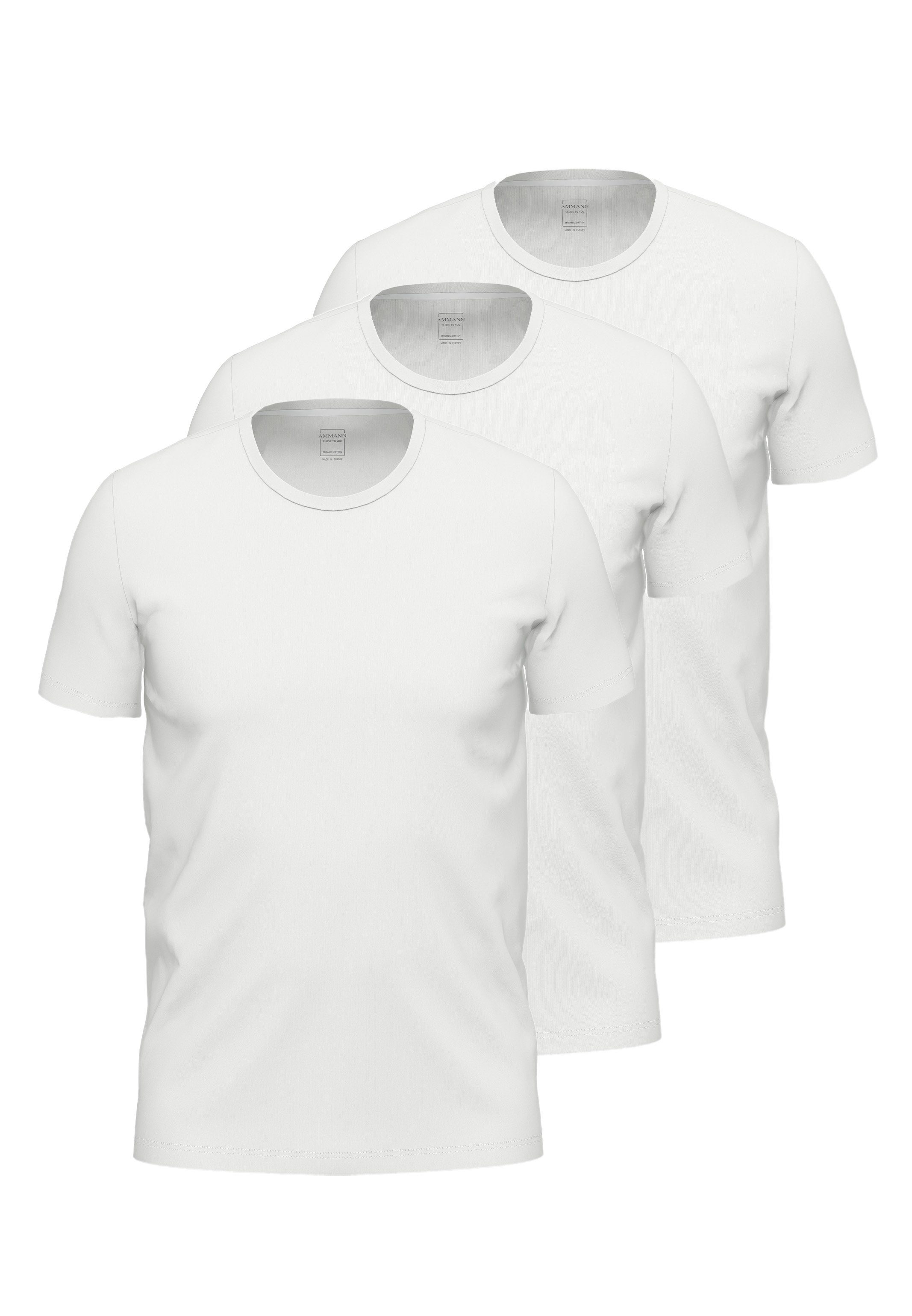 Ammann Unterhemd 3er Pack Close to you (Spar-Set, 3-St) Unterhemd / Shirt Kurzarm - Baumwolle - Atmungsaktiv Weiß | Unterhemden