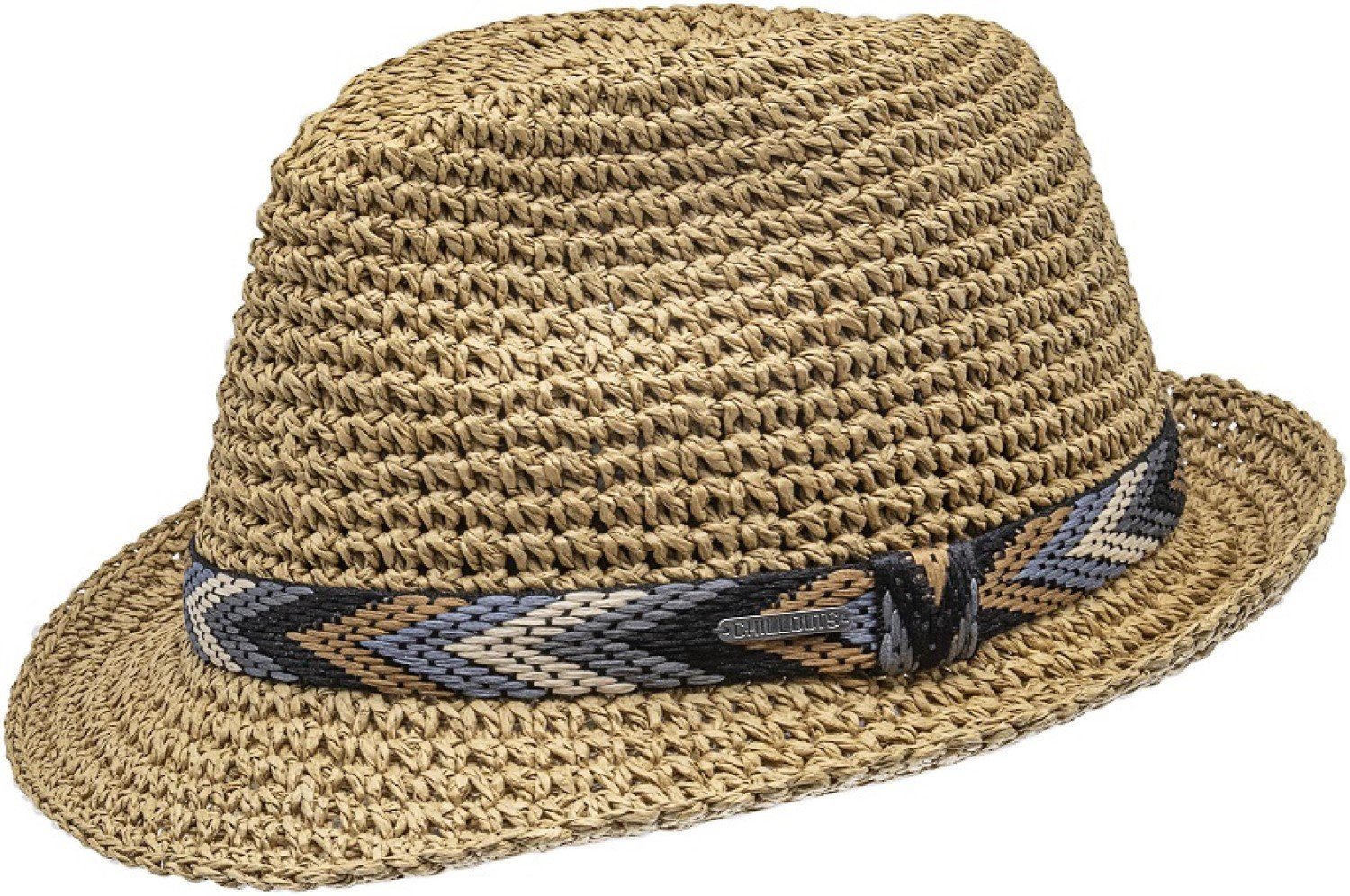 chillouts Strohhut knautschbarer Trilby mit Muster-Band günstig online kaufen