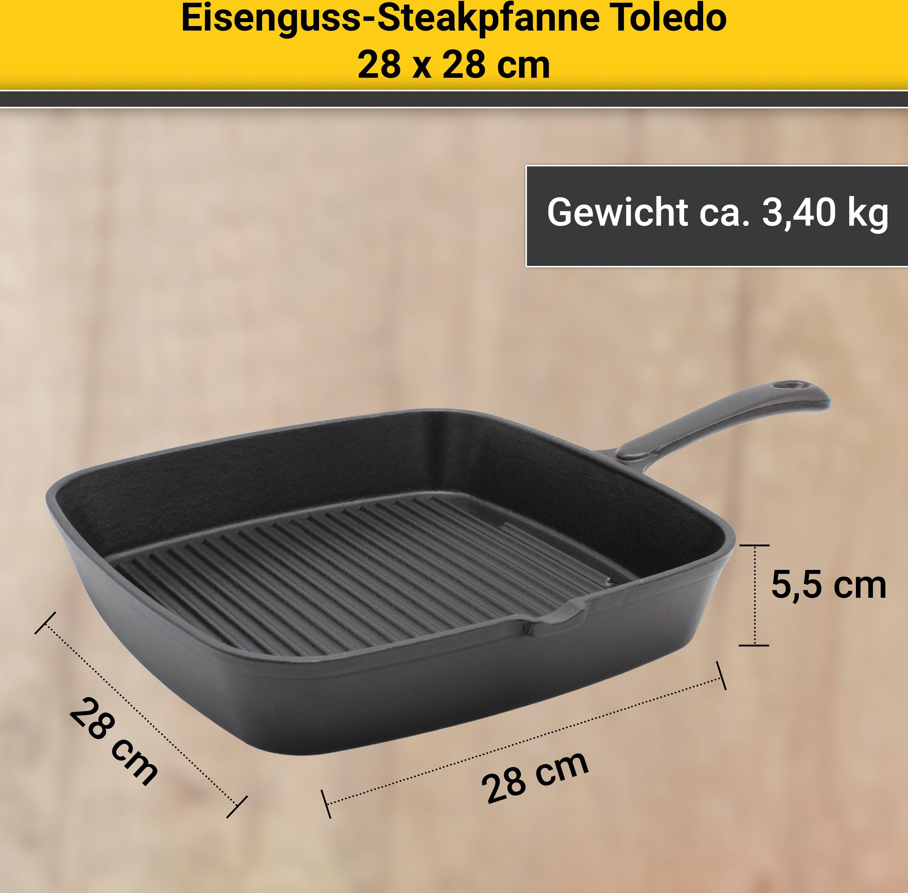 Krüger Steakpfanne Toledo, Gusseisen Induktion 28x28 (1-tlg), cm