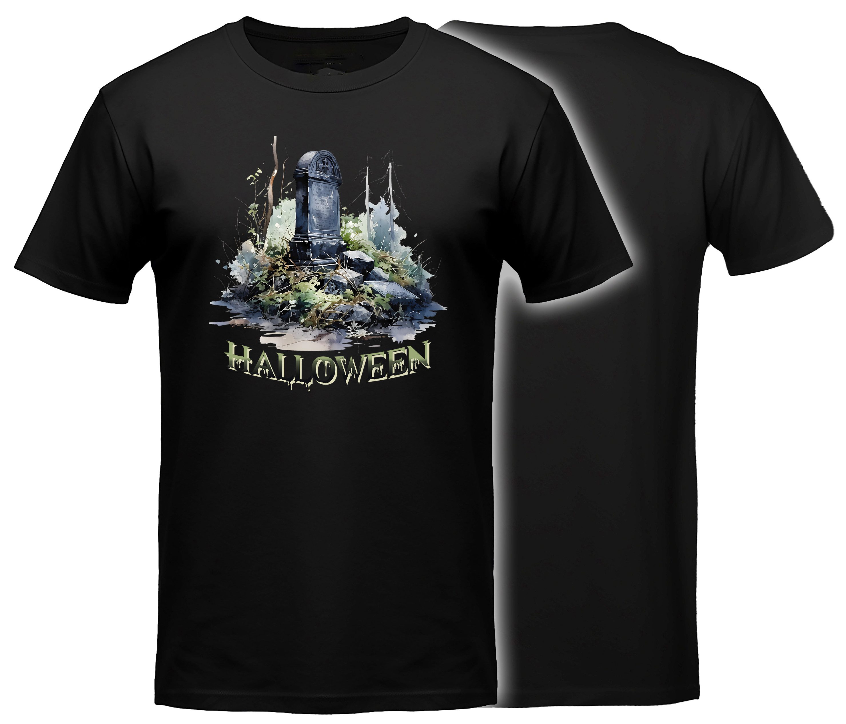 MyDesign24 T-Shirt Gothic kurzarm Shirt - Grabstein Halloween T-Shirt schwarz Regular Fit Gr.2XL i402