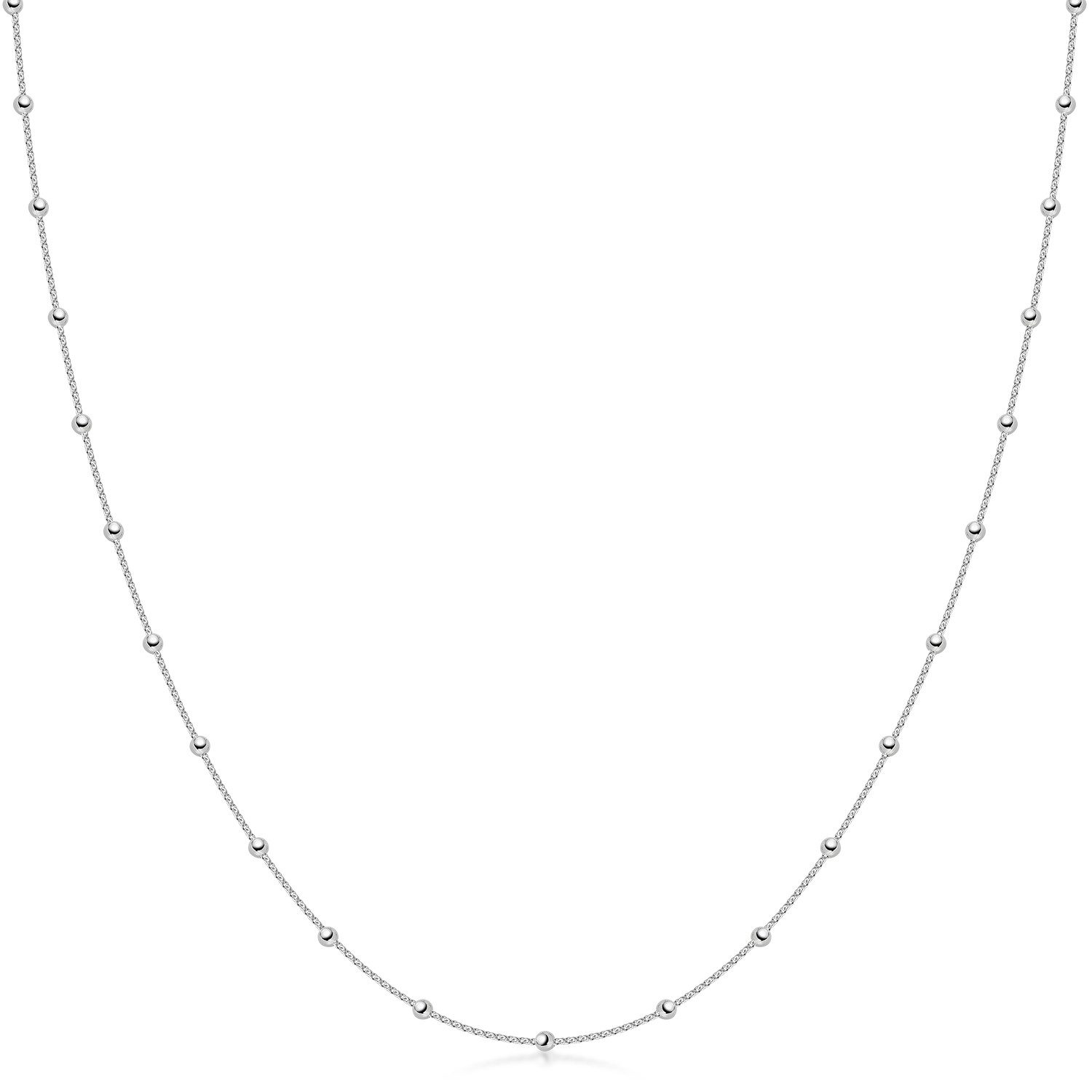 Materia Collierkettchen Damen Mädchen Silber Kugelkette 40-70cm K103, 925 Sterling Silber, rhodiniert