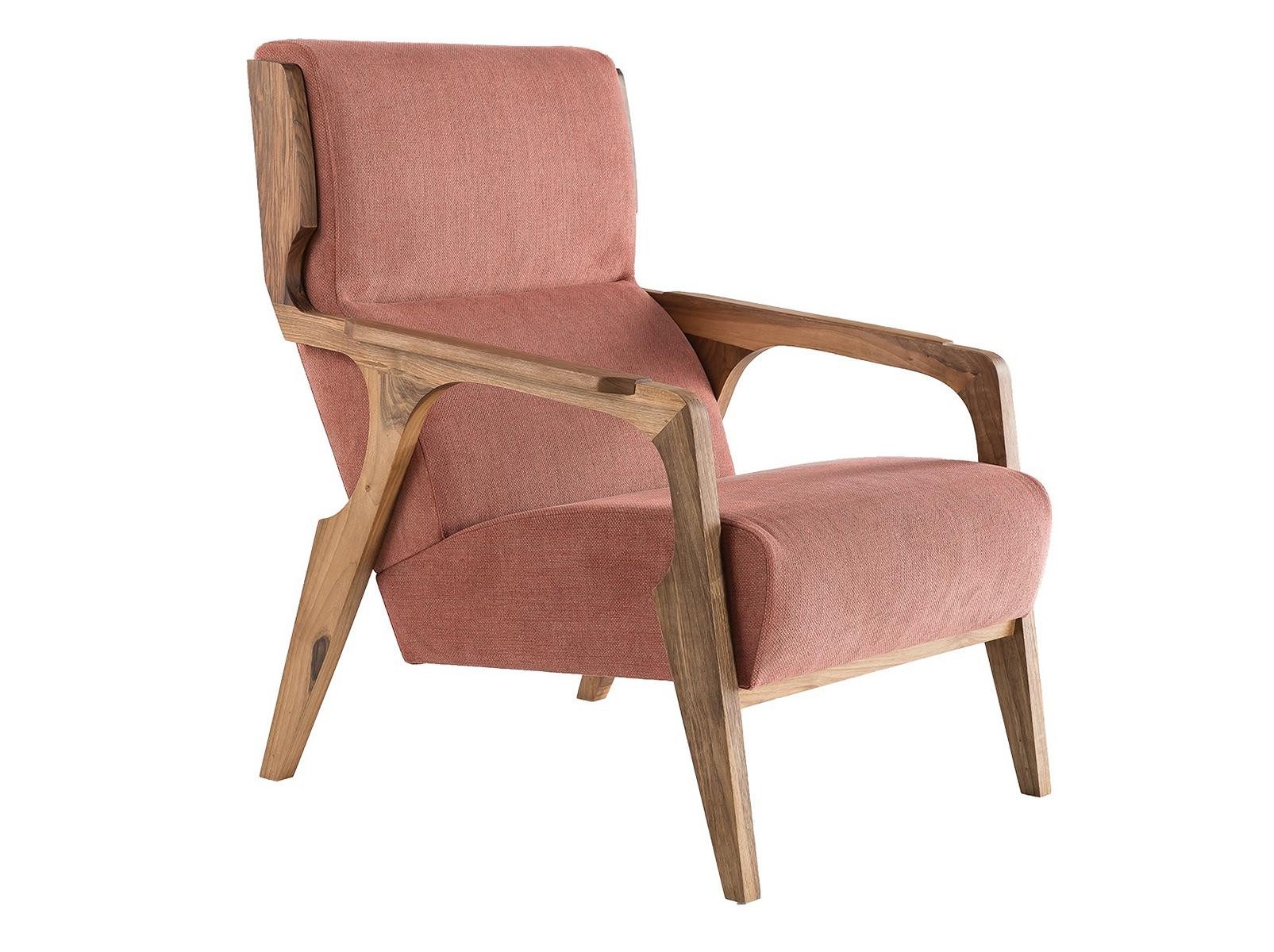 Sessel Rosa Stoffsessel aus Holz mit elegantem Design und hohem Komfort