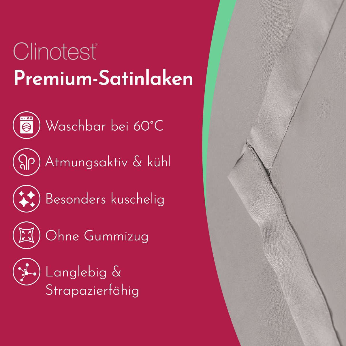 Clinotest Bettlaken Satin, glattes Laken ohne günstig online kaufen