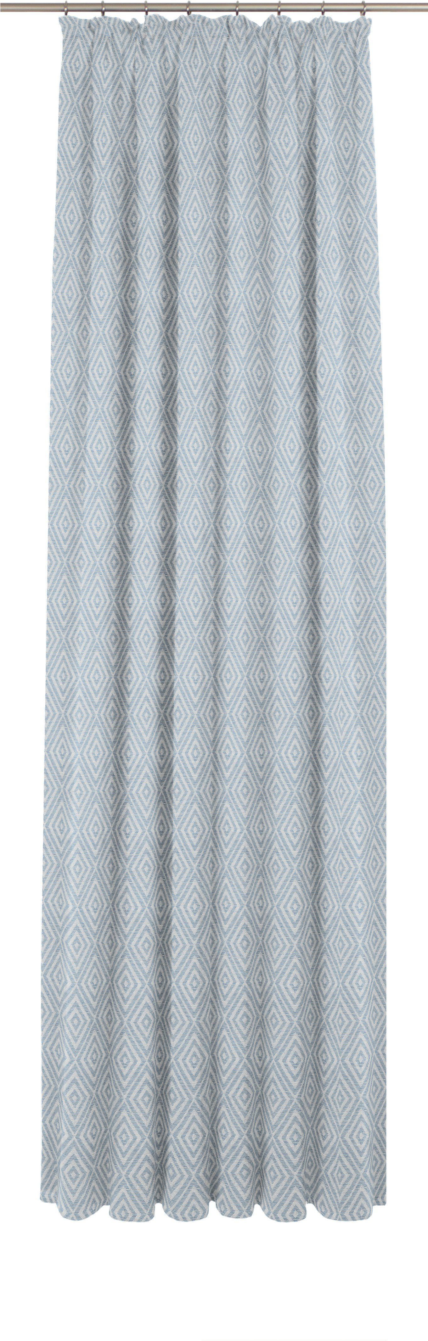 Vorhang Telfort, Wirth, Kräuselband (1 St), blickdicht, Jacquard blau | Fertiggardinen