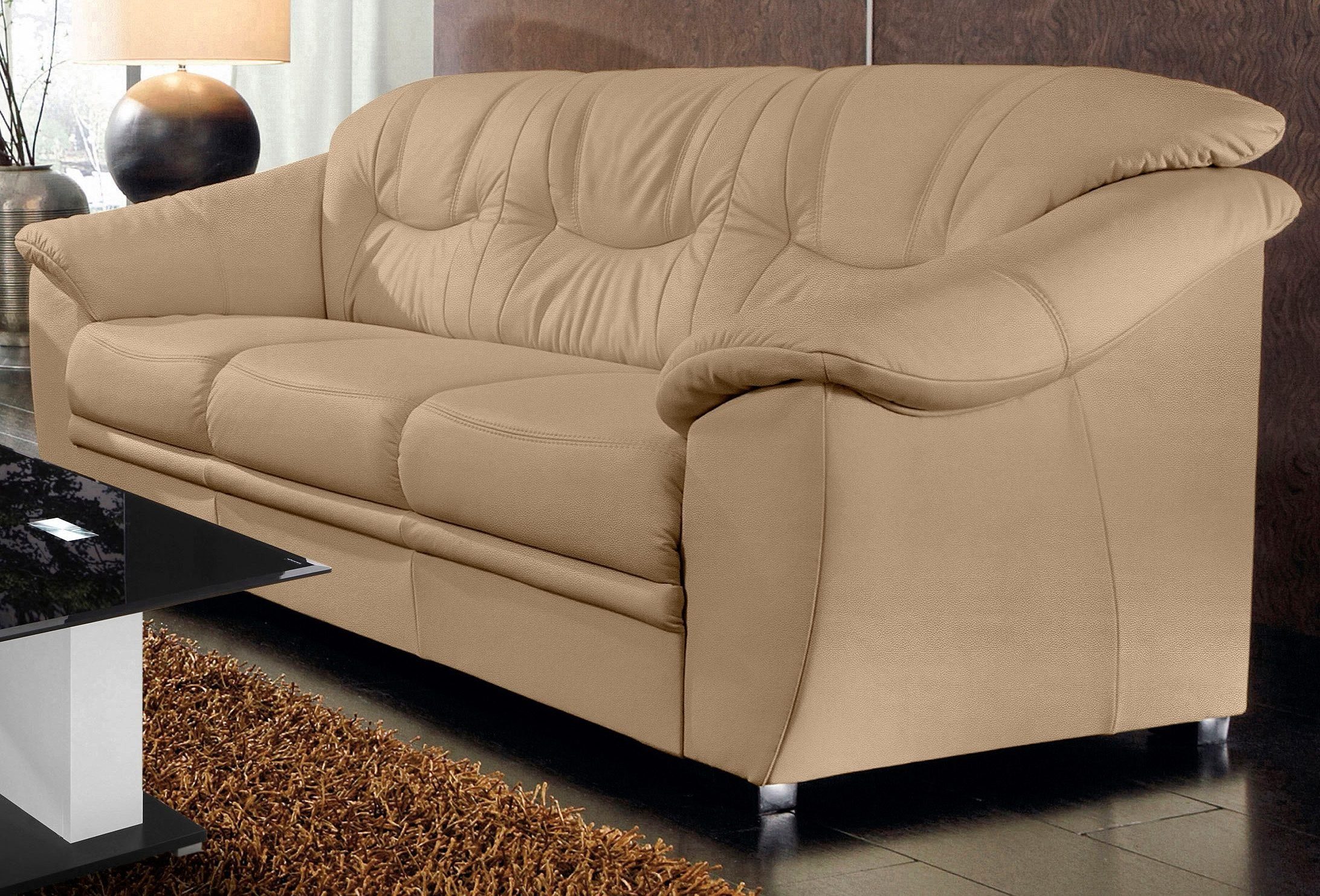 sit&more 3-Sitzer Savona, B: 198 cm, Federkern, Komfortsitzhöhe 46 cm, optional Schlaffunktion, Liegefläche 190x137cm, Stoff- & Lederauswahl