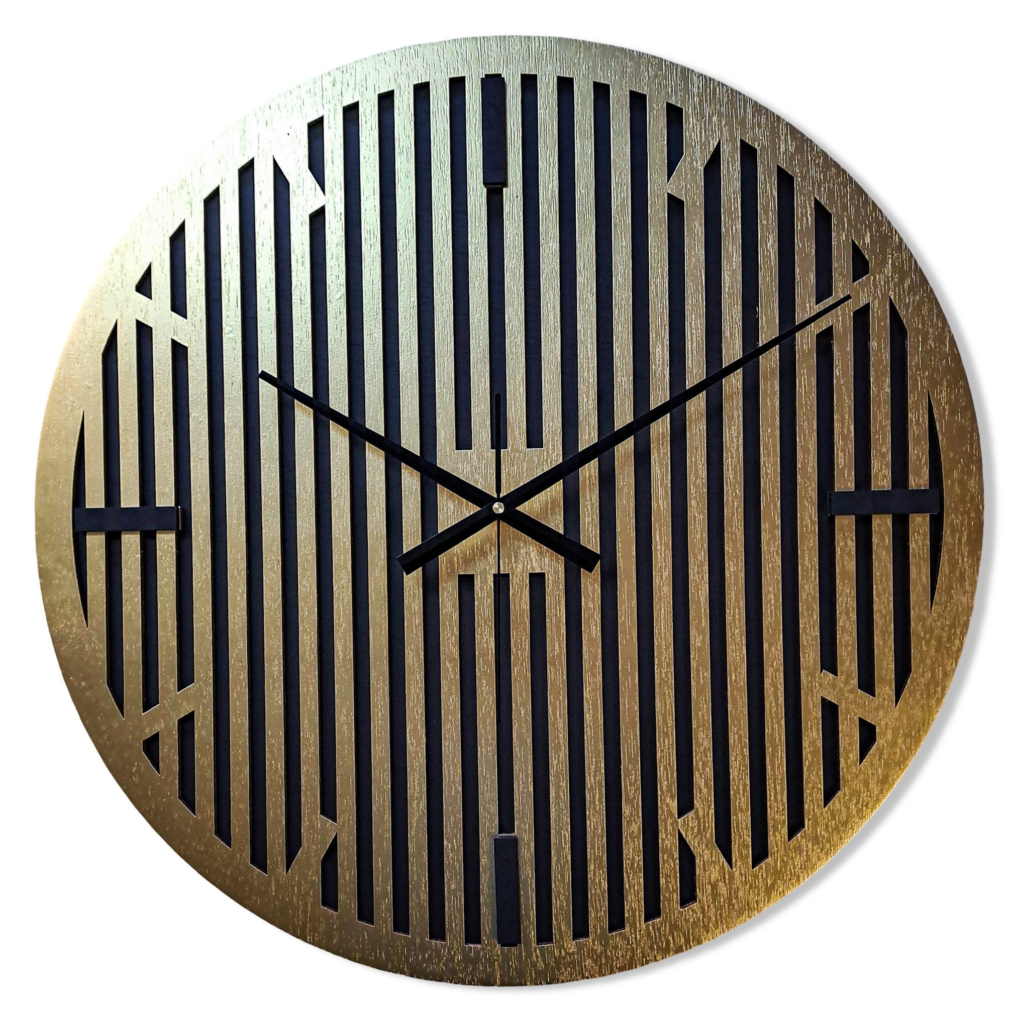 ORNAMENTI Wanduhr Gold-schwarz,groß,moderne Wanduhr,geometrisch,Lamellen,mi günstig online kaufen