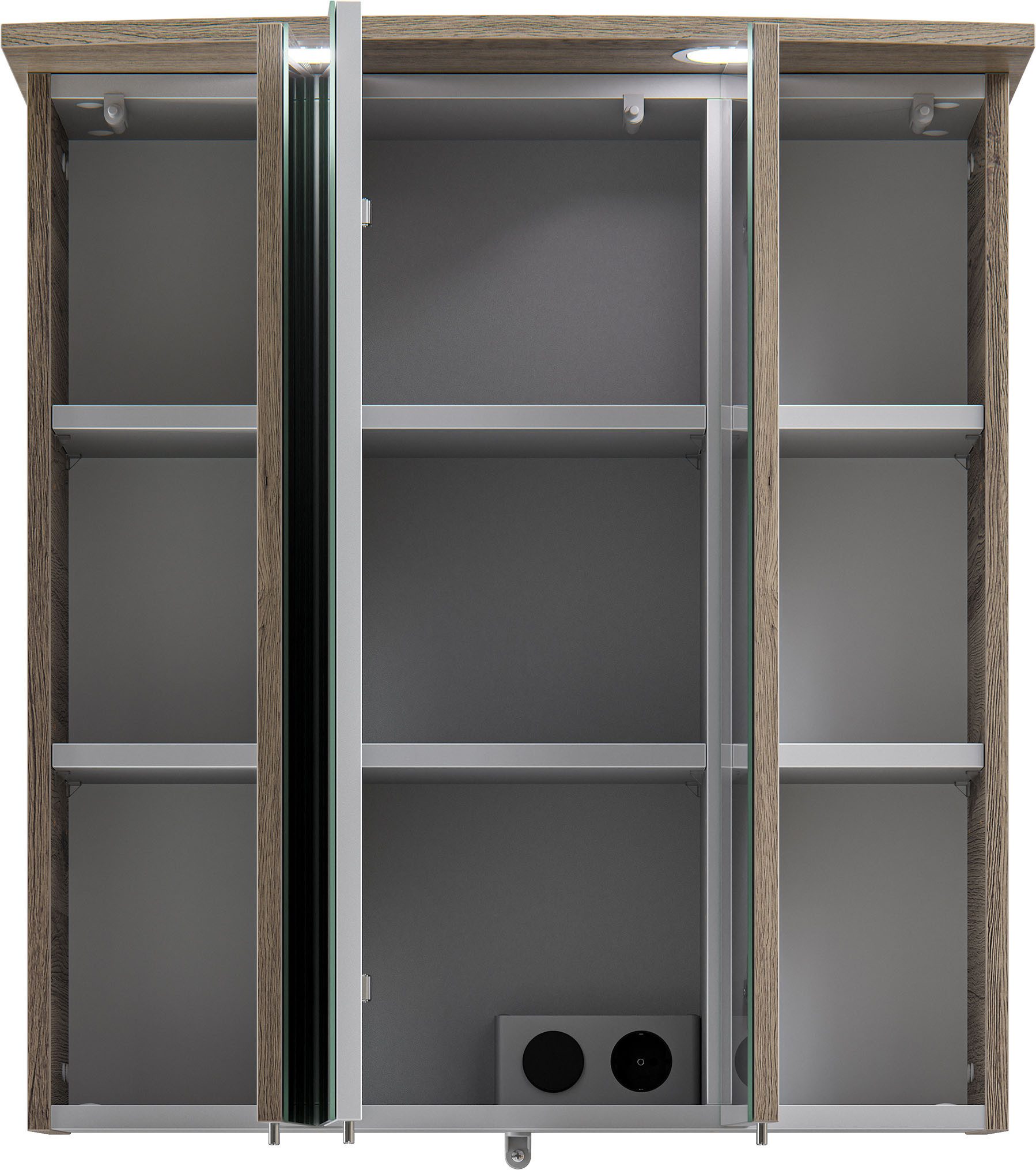 Saphir Spiegelschrank mit 2 LED-Strahler und 6 Einlegeböden