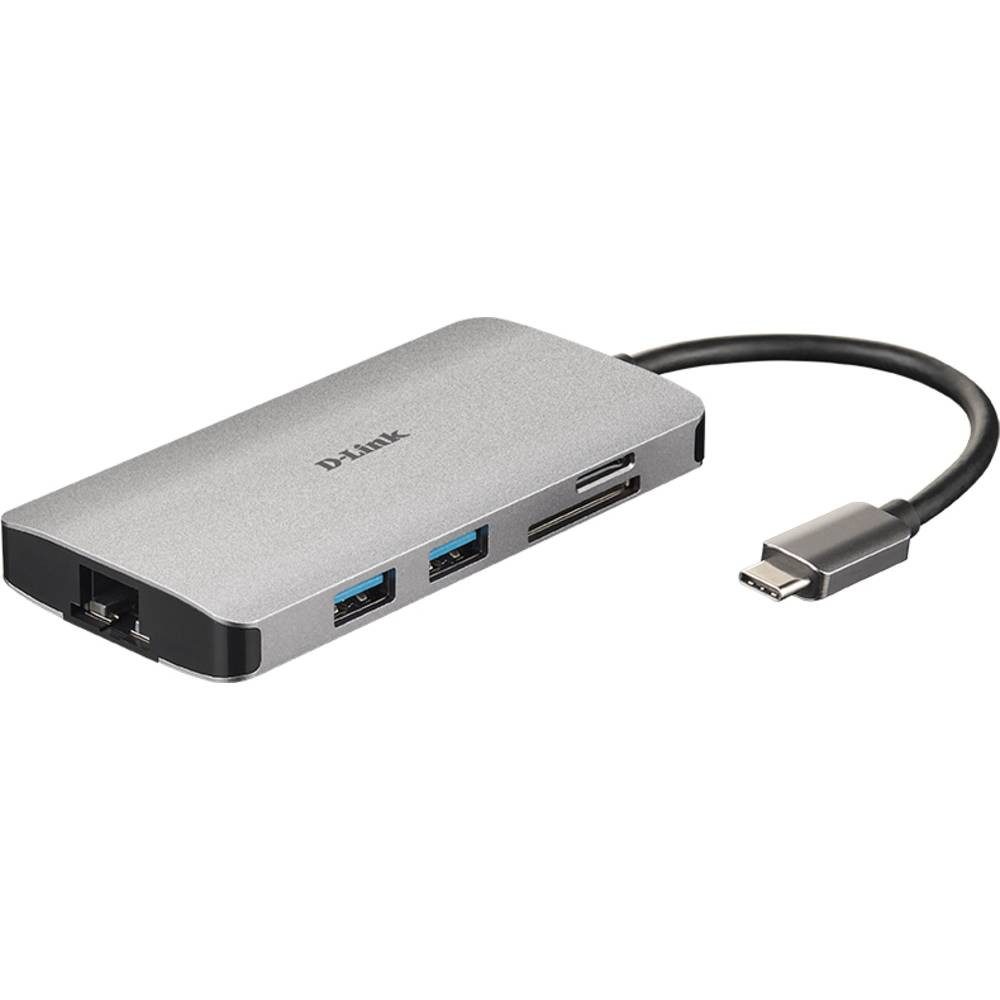 D-Link Laptop-Dockingstation 8‑In‑1 USB‑C Hub mit HDMI/Ethernet/Kartenleser/USB‑C DUB-M810
