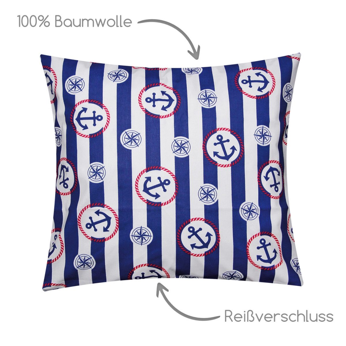 Heubergshop Kissenbezug, (1 Stück), 40x40cm Anker günstig online kaufen