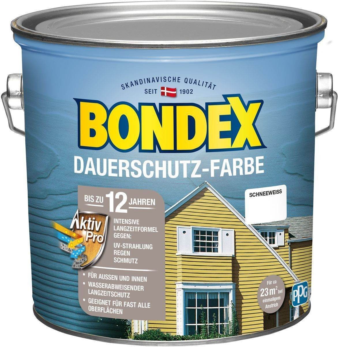 Bondex Wetterschutzfarbe Dauerschutz Farbe Außen Holzfarbe, 2,5 l, 11 Farben, Hochdeckend