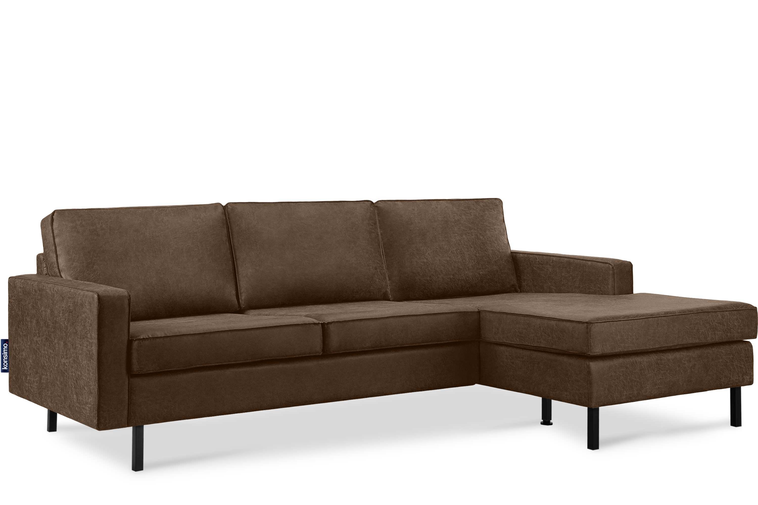 KONSIMO® Ecksofa INVIA Rechtes Ecksofa mit Ottomane, Grundschicht: Echtlede günstig online kaufen