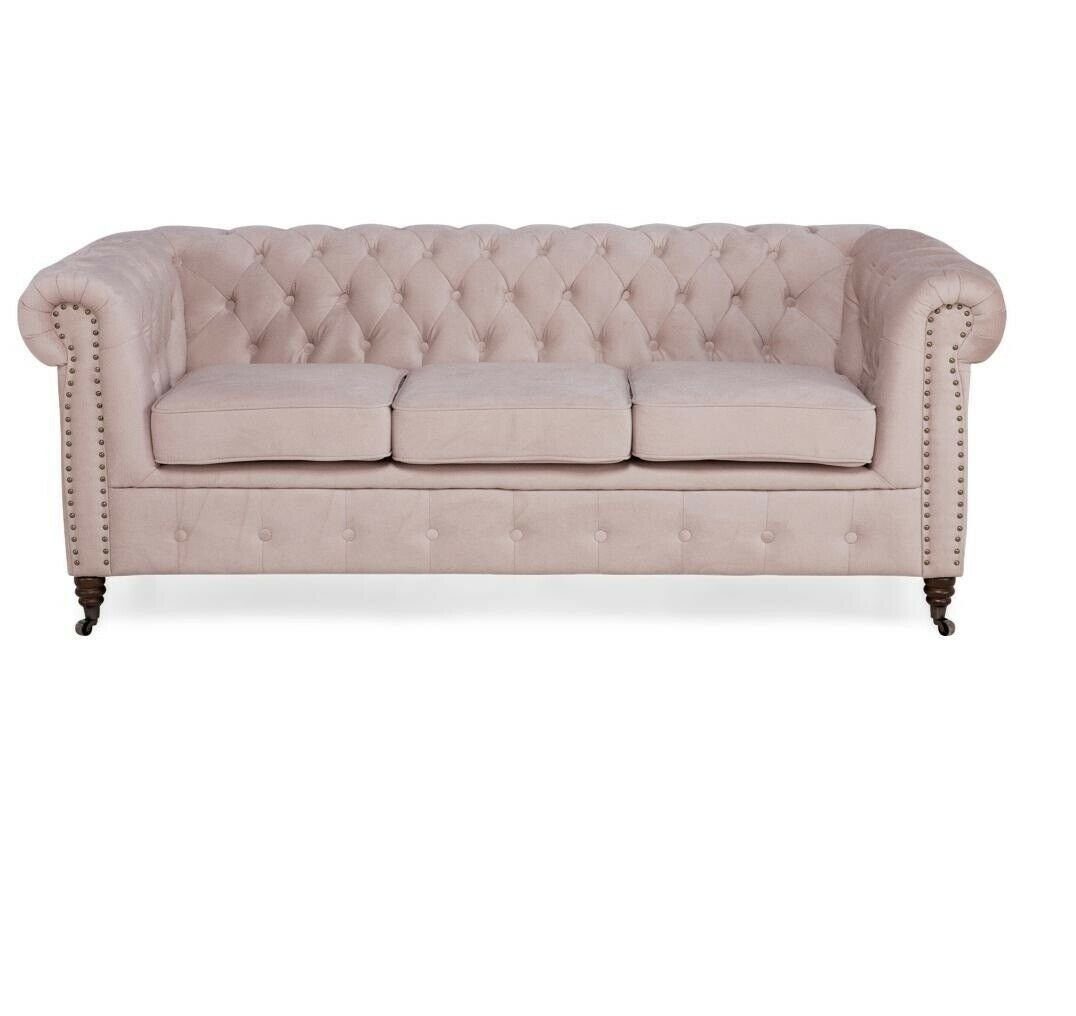 JVmoebel Sofa Klassischer Altrosa Chesterfield 3-Sitzer Couch Edles Design Neu, Made in Europe | Alle Sofas