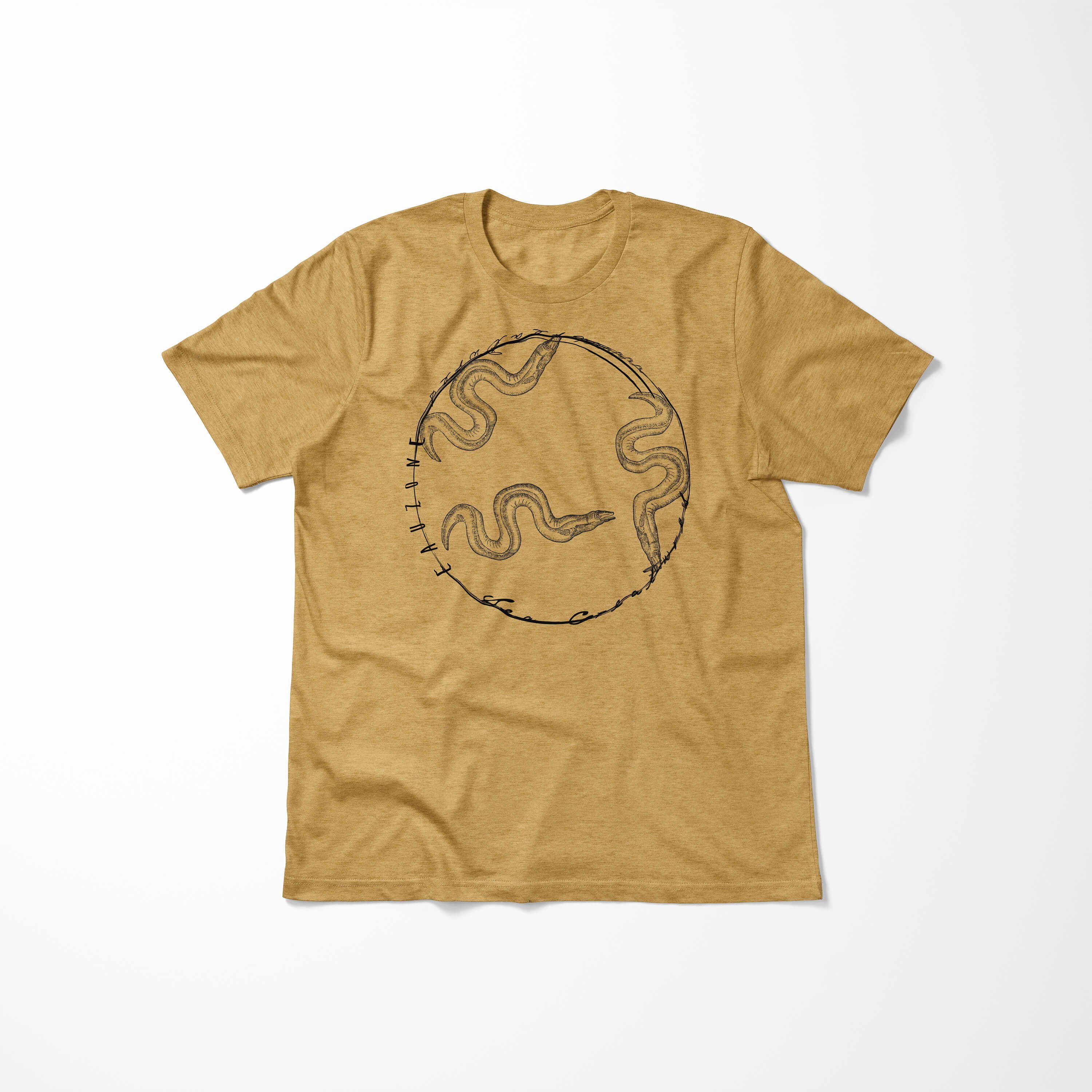 Fische Tiefsee - Struktur Antique T-Shirt und Sea Sinus / Art Serie: T-Shirt feine sportlicher Sea Creatures, Schnitt 093 Gold