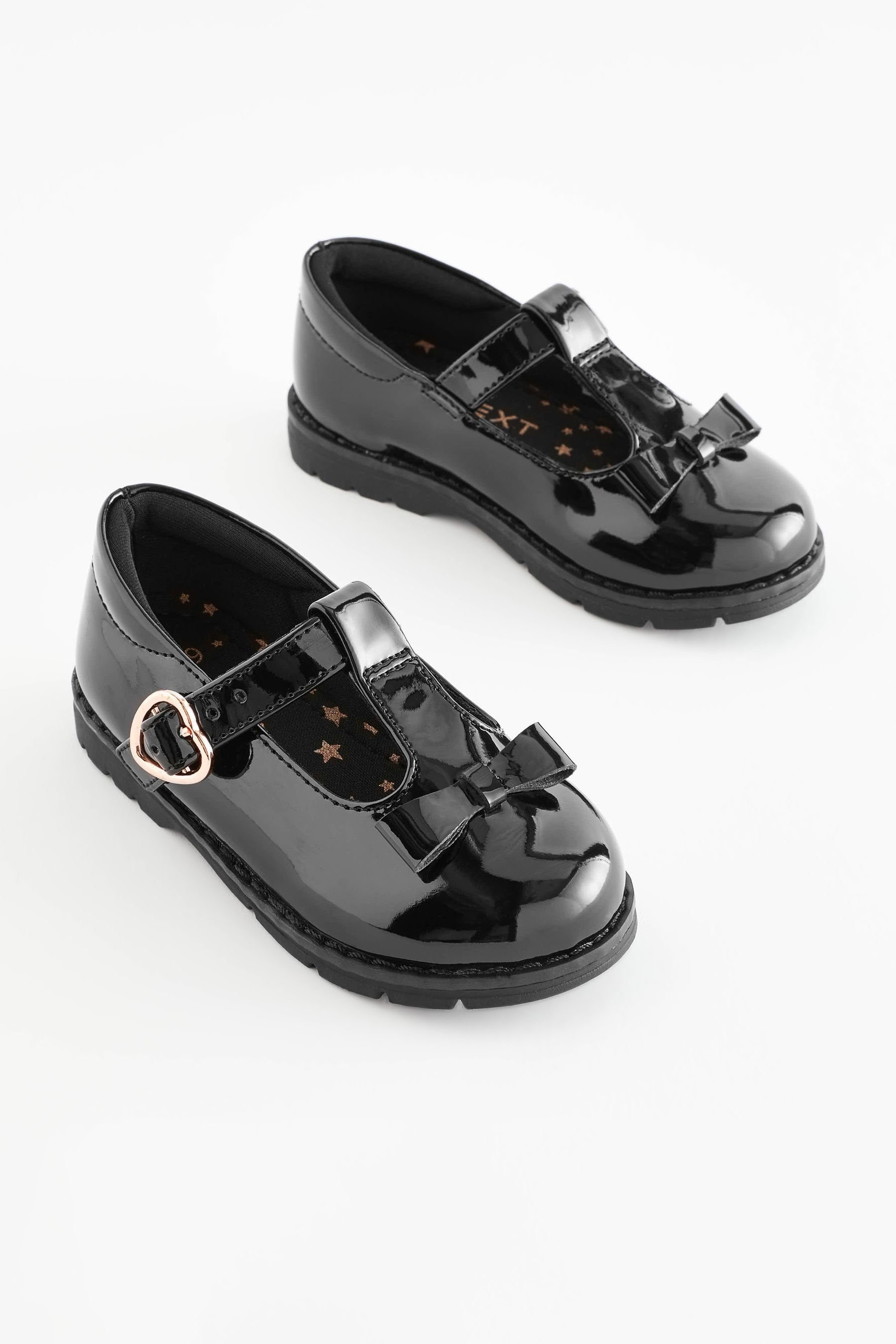 Kleinkinder-Schuhe Patent Black mit T-Strap-Sandale T-Steg (1-tlg) Schleife Next und