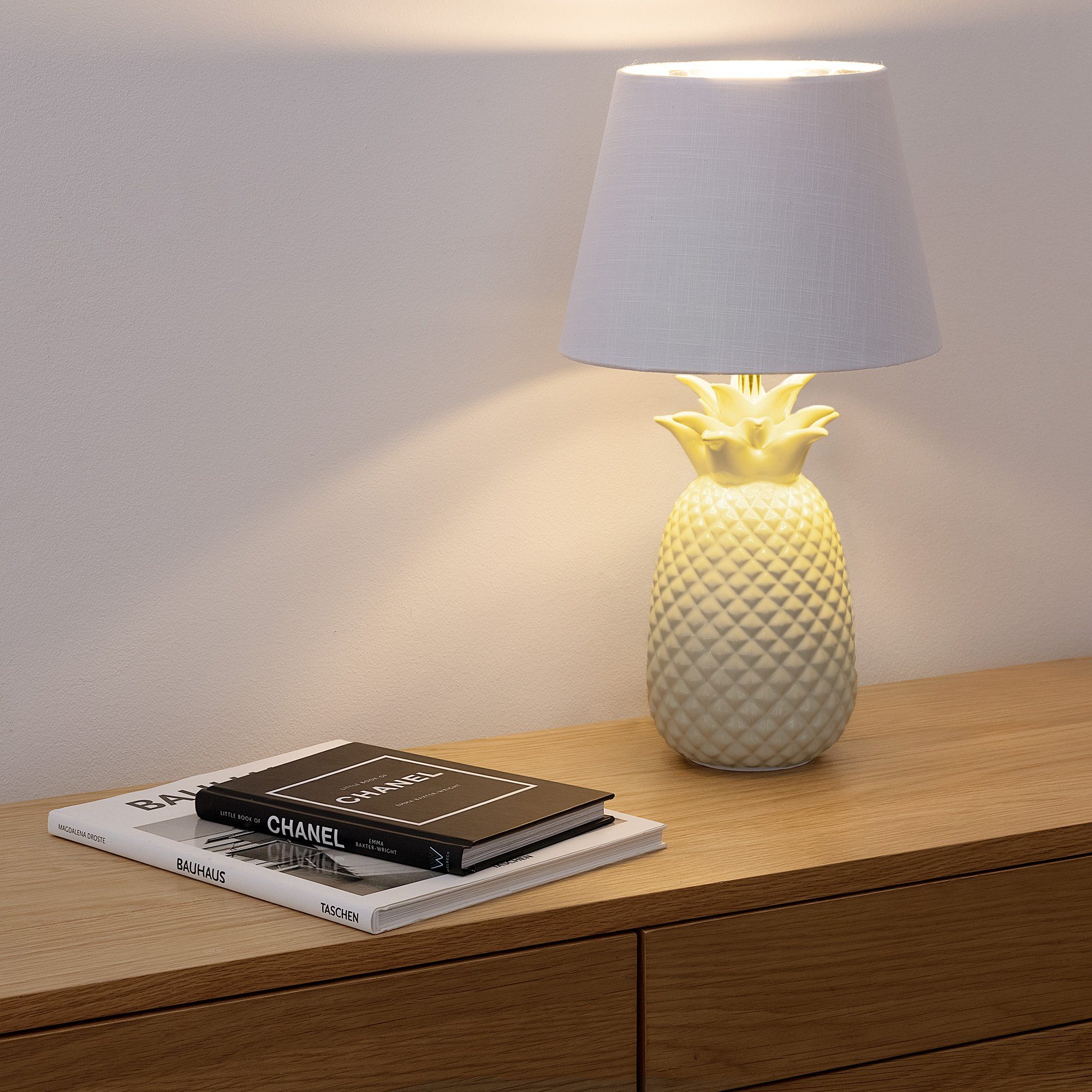 40cm - Weiß Dekolampe Ananas Tischleuchte Tischlampe Gewinde hoch Navaris Design - mit E27