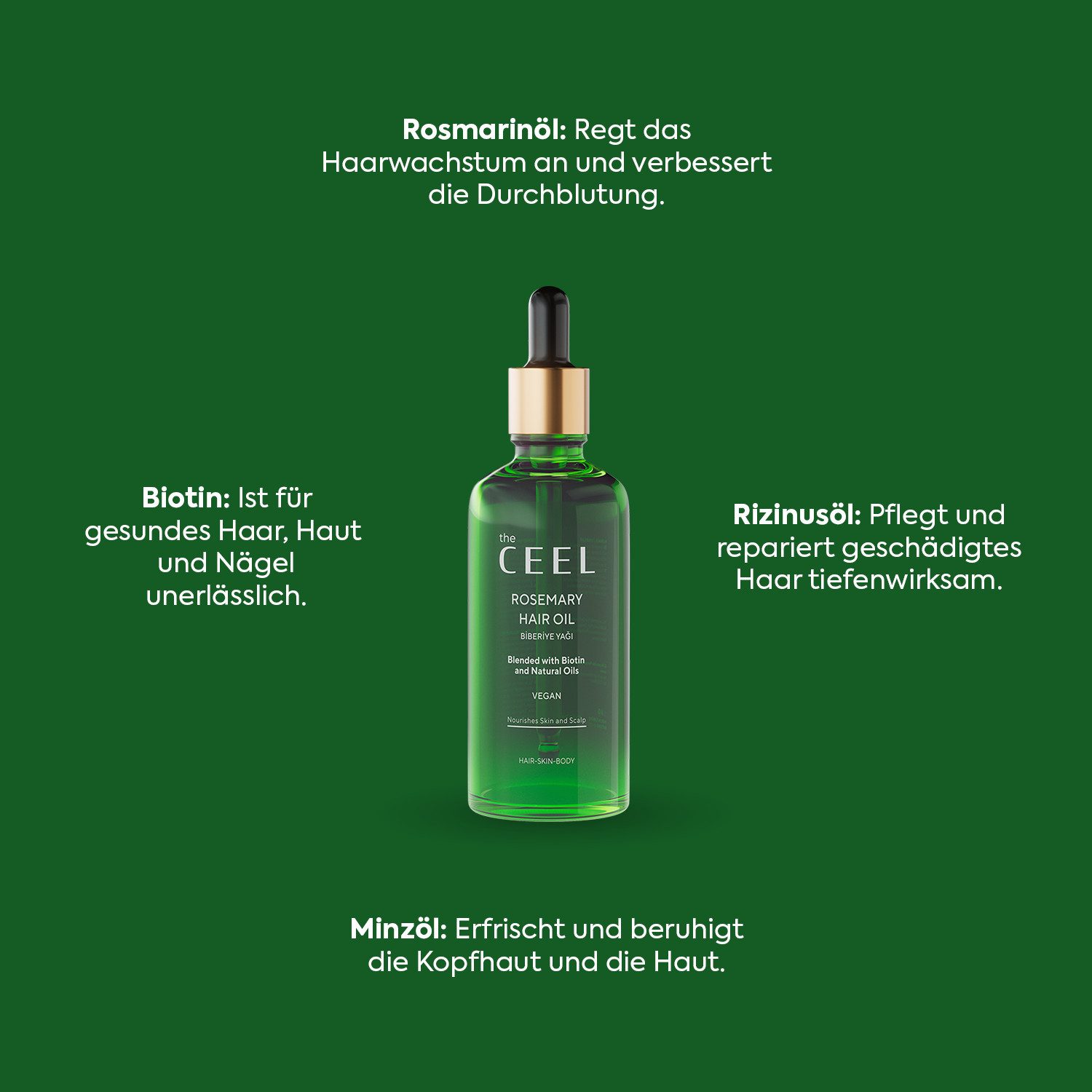THE CEEL Haaröl Rosmarinöl Haarpflege–Natürliche Pflege für kräftiges & vitales Haar