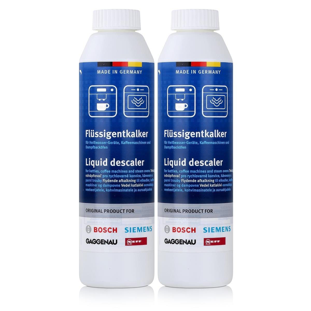 BOSCH BSH Flüssigentkalker 250ml - Für Kaffeevollautomaten & Dampfgarer (2er Entkalker