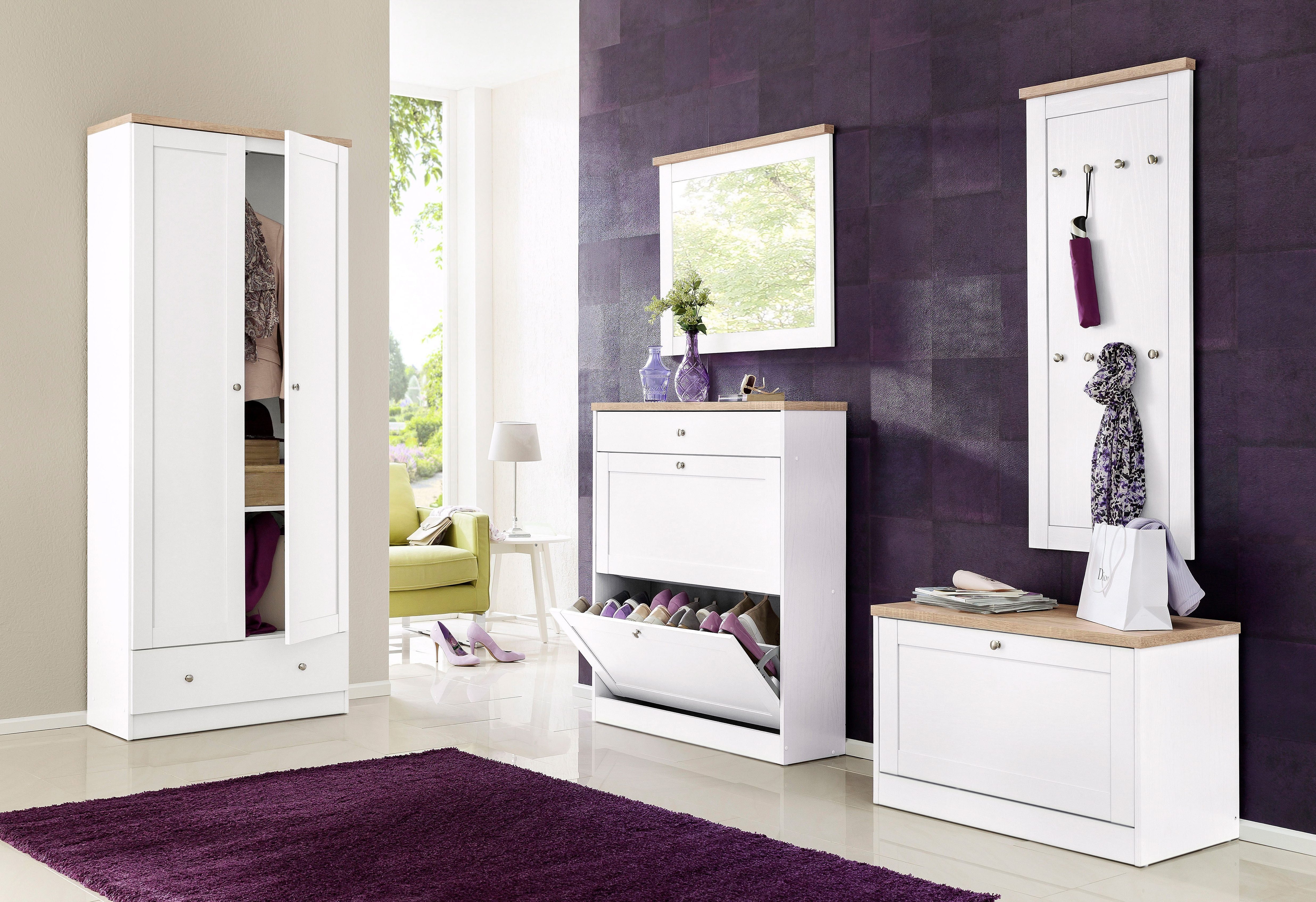 OTTO home Schuhschrank Heide Breite 90cm, mit Schubkasten, 2 Klappen und Facettenfront, Höhe 103cm