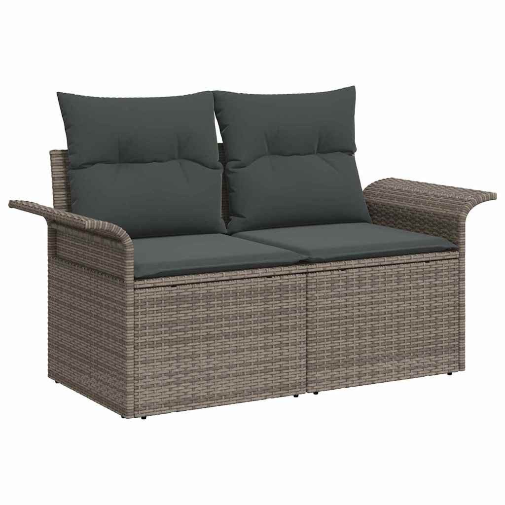 vidaXL Loungesofa Gartensofa mit Kissen Grau 141 x 62 x 69cm Poly-Rattan, 1 Teile