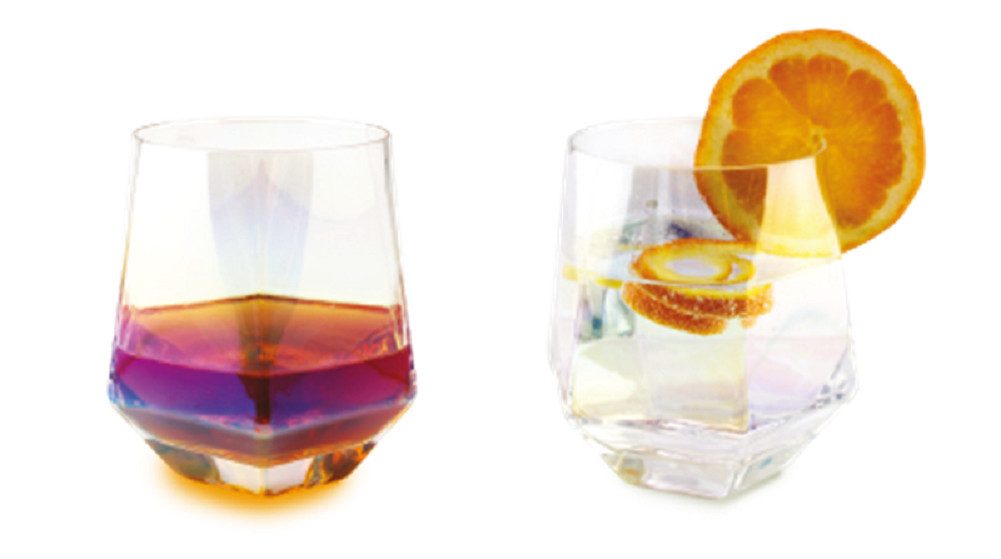 Winkee Gläser-Set Diamant Whisky Aperitif Glas 2er Set, 2-tlg., Glas, ca. 9 x 8 x 9,5 cm für ca. 300 ml (je Glas)