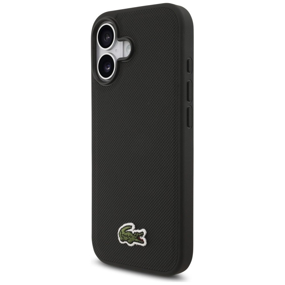 Lacoste Handyhülle iPhone 17 Iconic Petit Pique schwarz Logo Magsafe 6,3 Zoll, Kantenschutz
