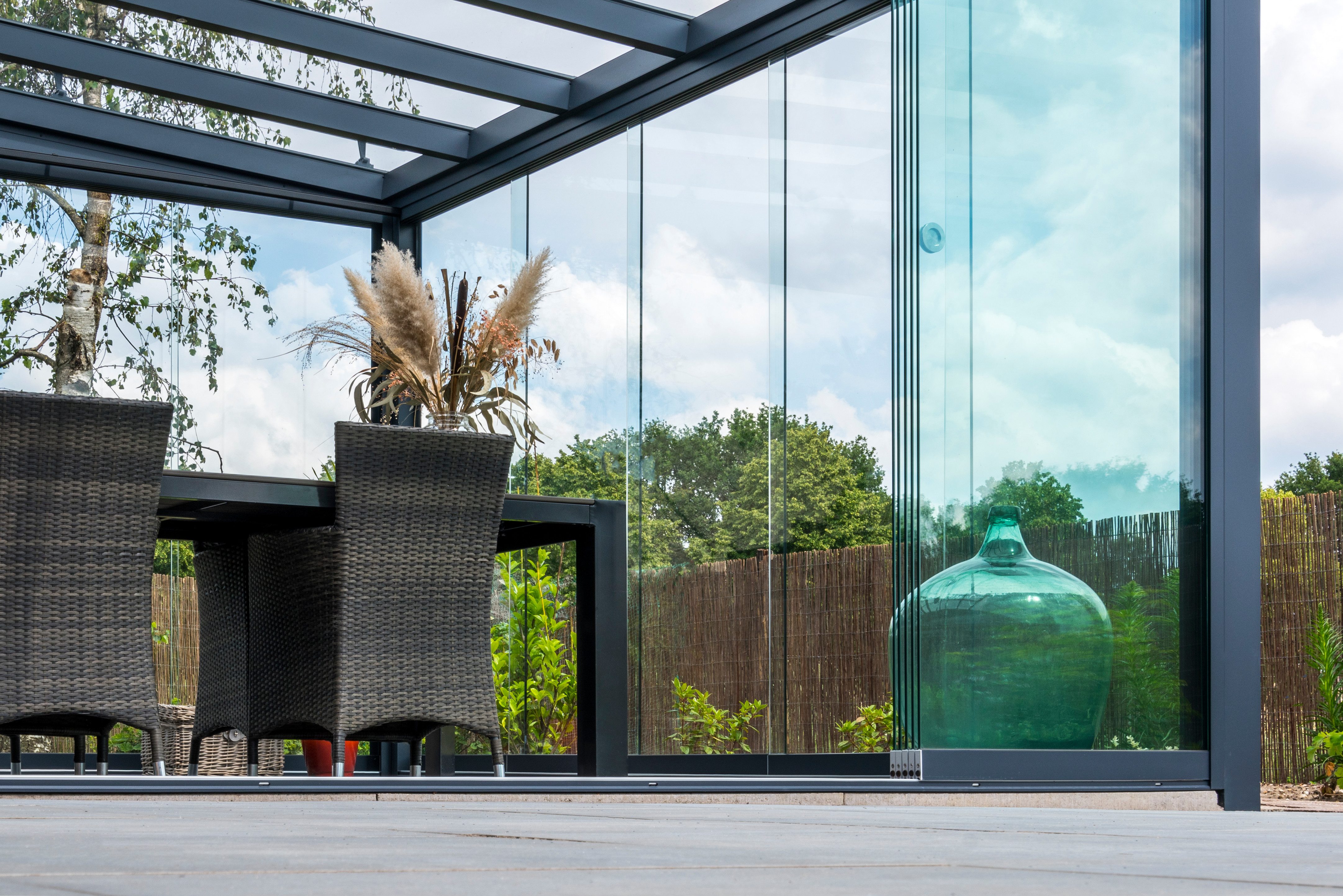 terrassana Terrassendach Premium Komplettset inkl. 8 mm VSG-Glas in KLAR, BxT: 606x400 cm, Bedachung 8 mm VSG Glas