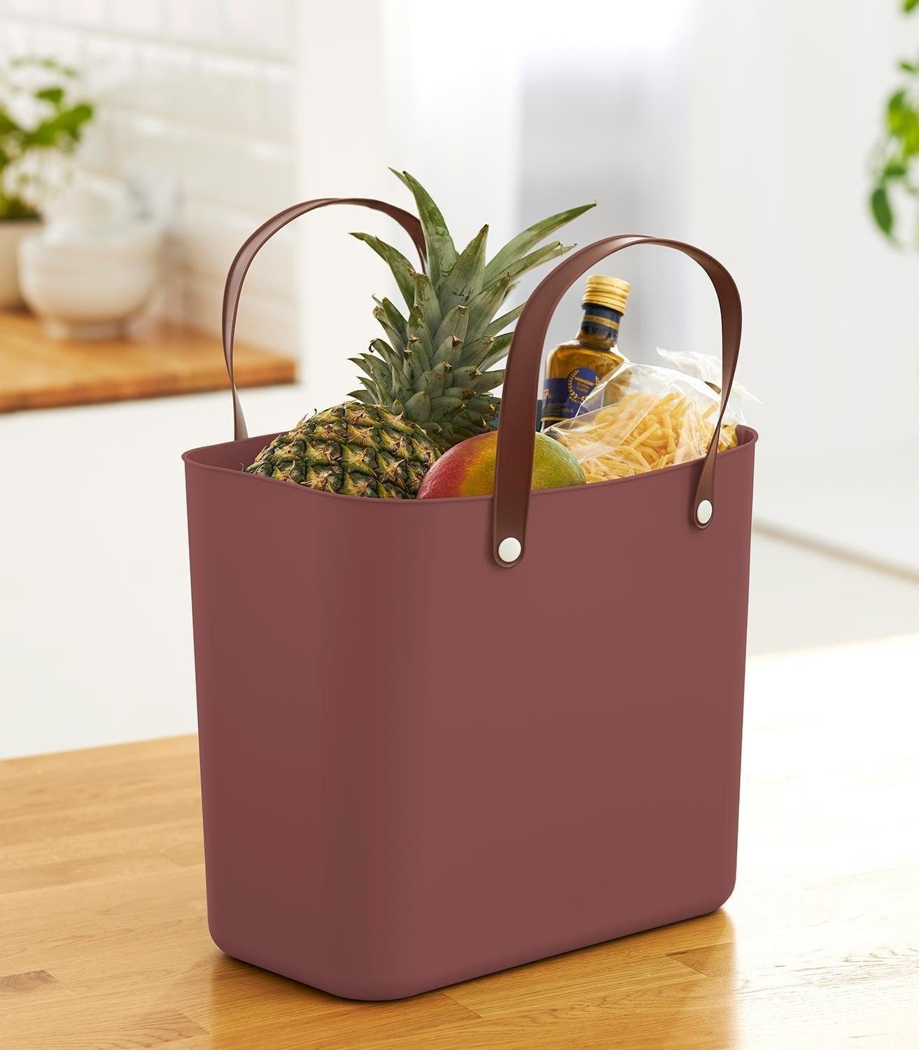 ROTHO Tragetasche Einkaufstasche ALBULA, 25 Liter, Rot, Kunststoff, ergonomische Tragegriffe, B 40 x H 34 x T 23,5 cm