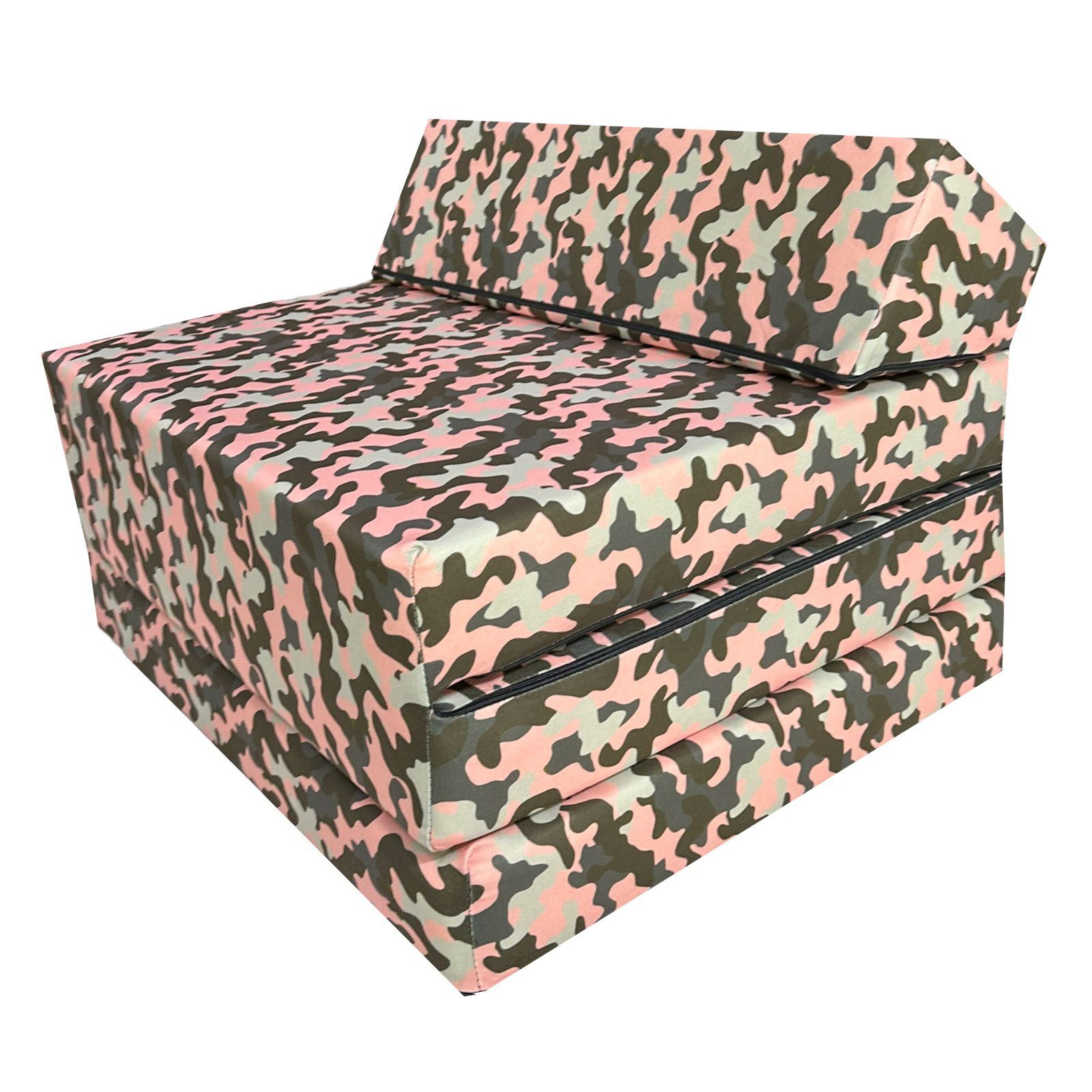 FORTISLINE Klappmatratze Pink "CAMO" Kopfteil 200x70x10cm, mit Klappmatratze Größe Gästematratze