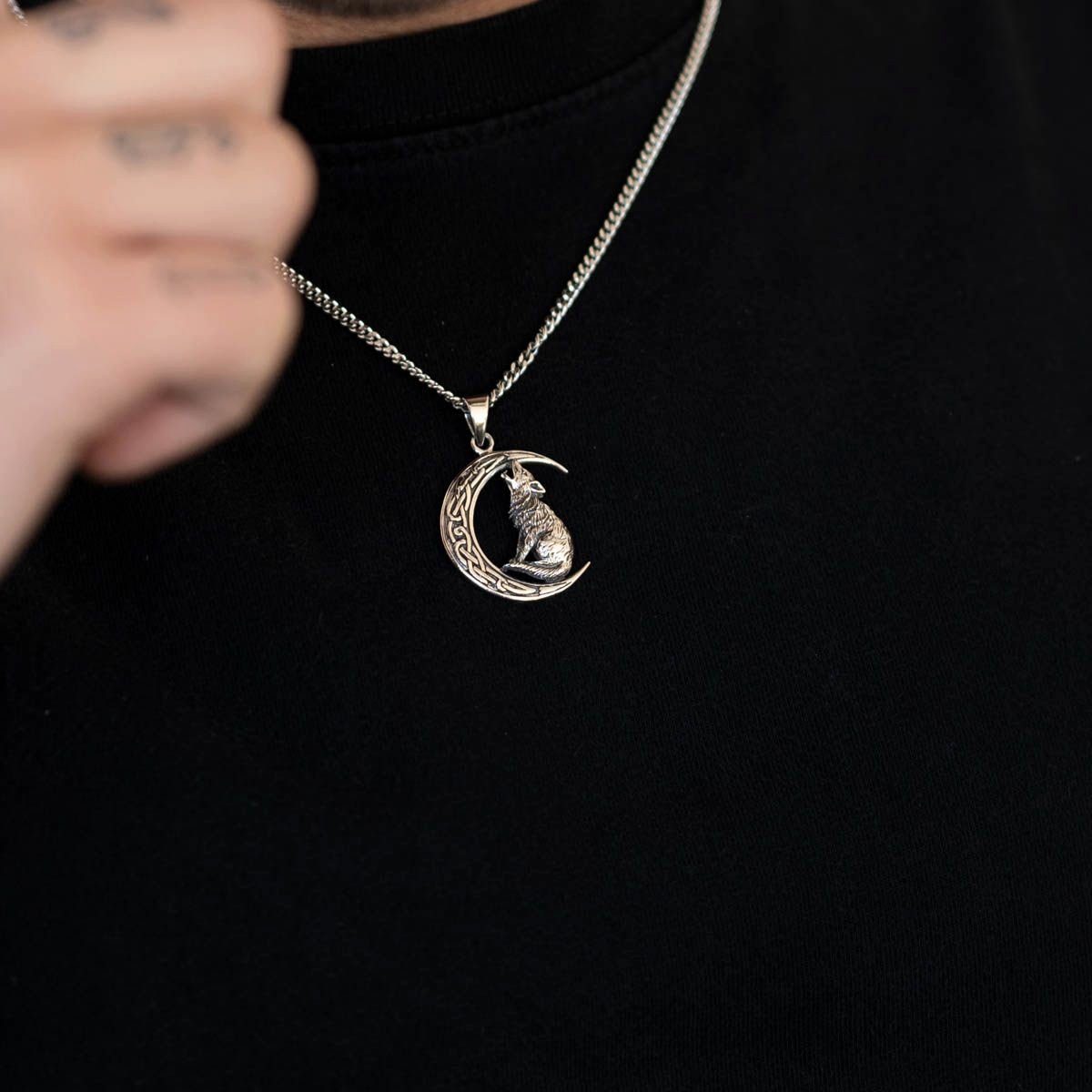 Materia Kettenanhänger Herren Wolf Mond keltisch günstig online kaufen
