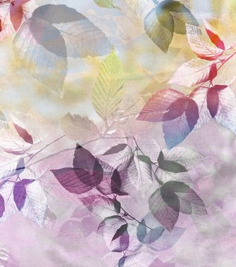 Wendebettwäsche 135x200cm Digitaldruck Blätter Pastellfarben Bierbaum, JACK, Mako-Satin, 2 teilig, seidiger Glanz, elegantes Motiv